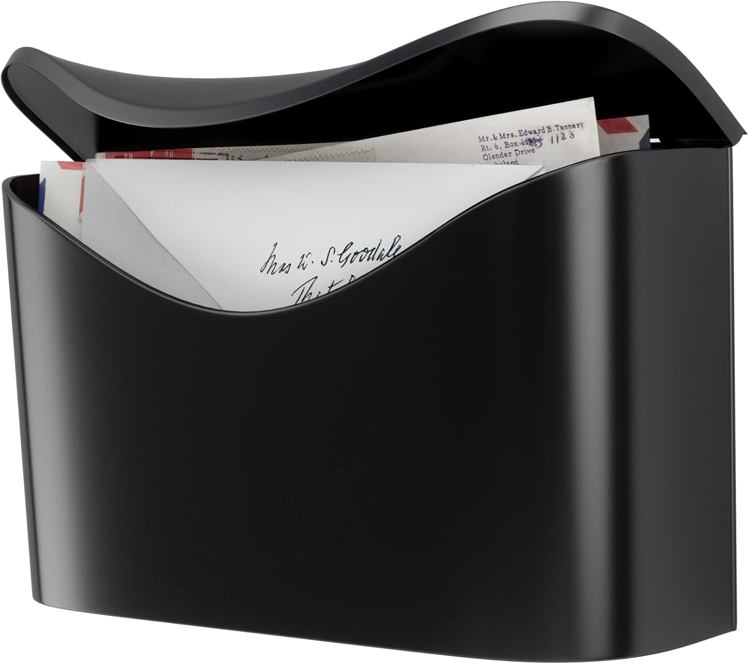 Umbra Postino Wall Mailbox, Steel Entryway Letter Box, Black