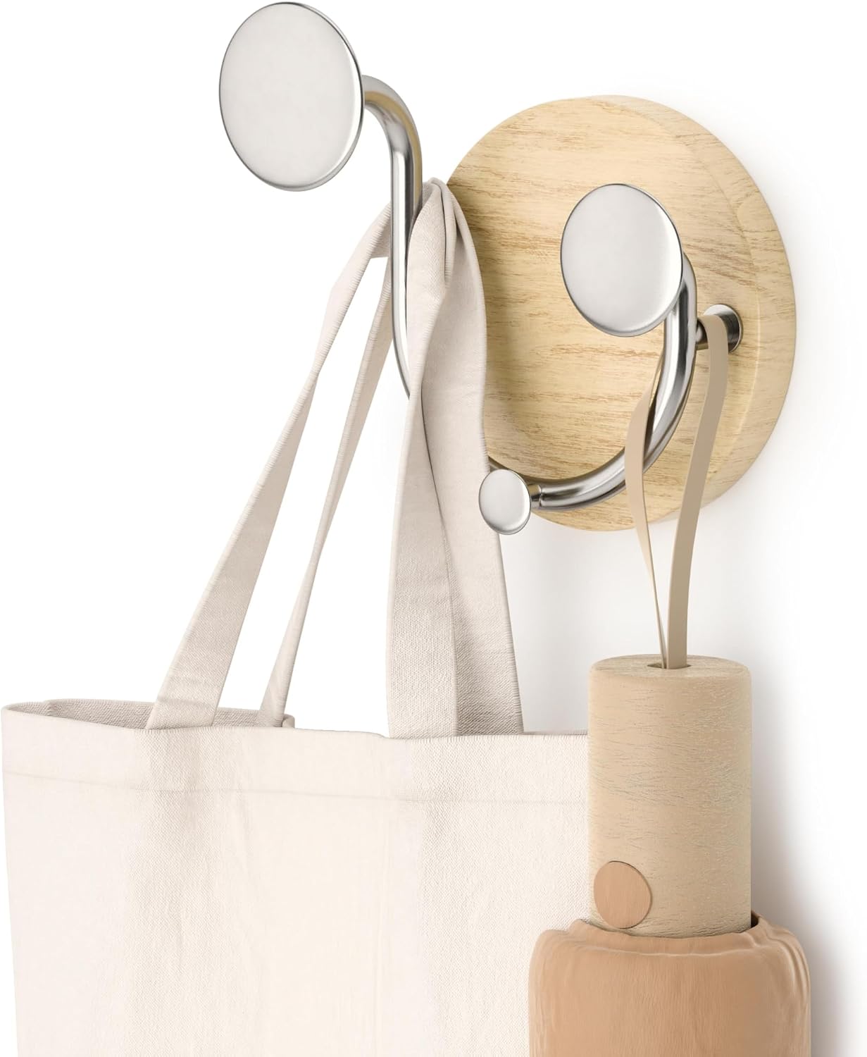Umbra Melody Wall-Mount Coat Valet Hook, Natural/Nickel