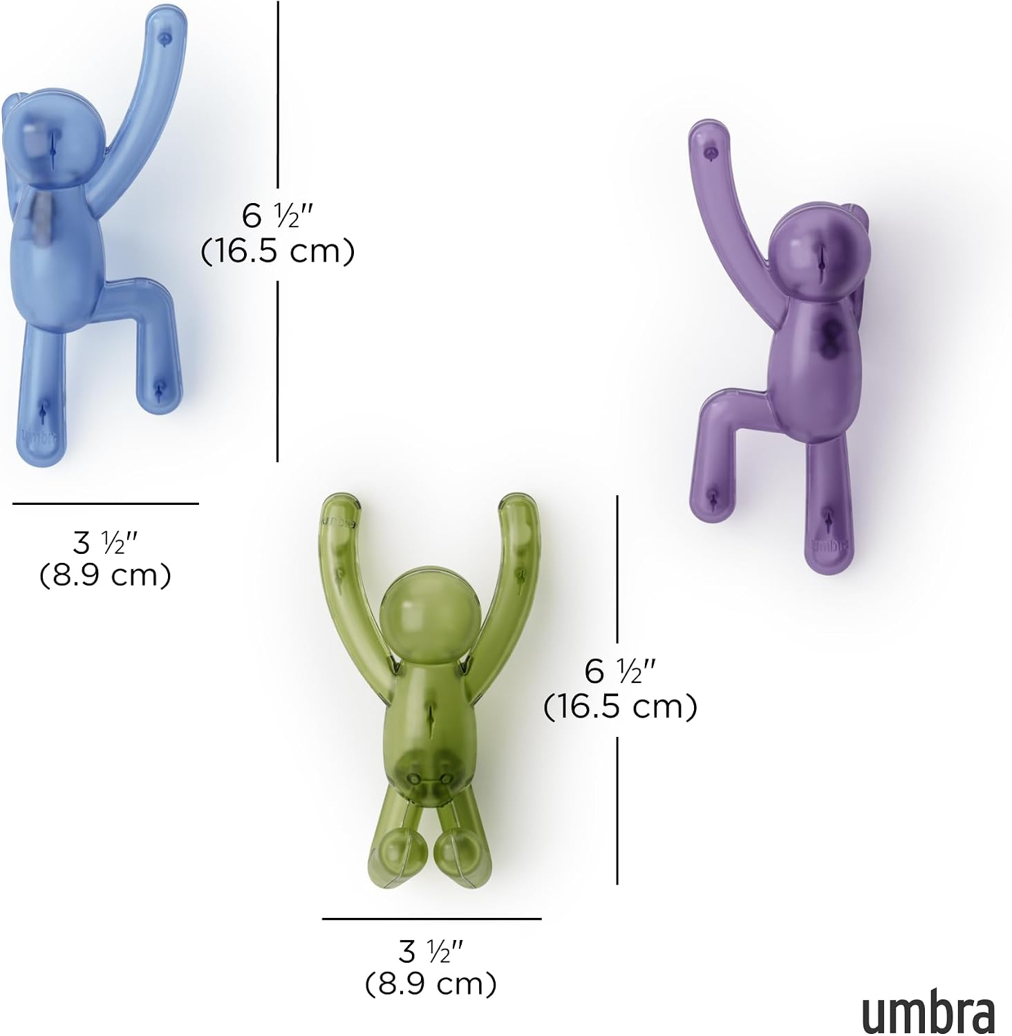 Umbra Buddy Wall Hooks, Drill-Free Pin-Point Coat Hooks, Gem Multi