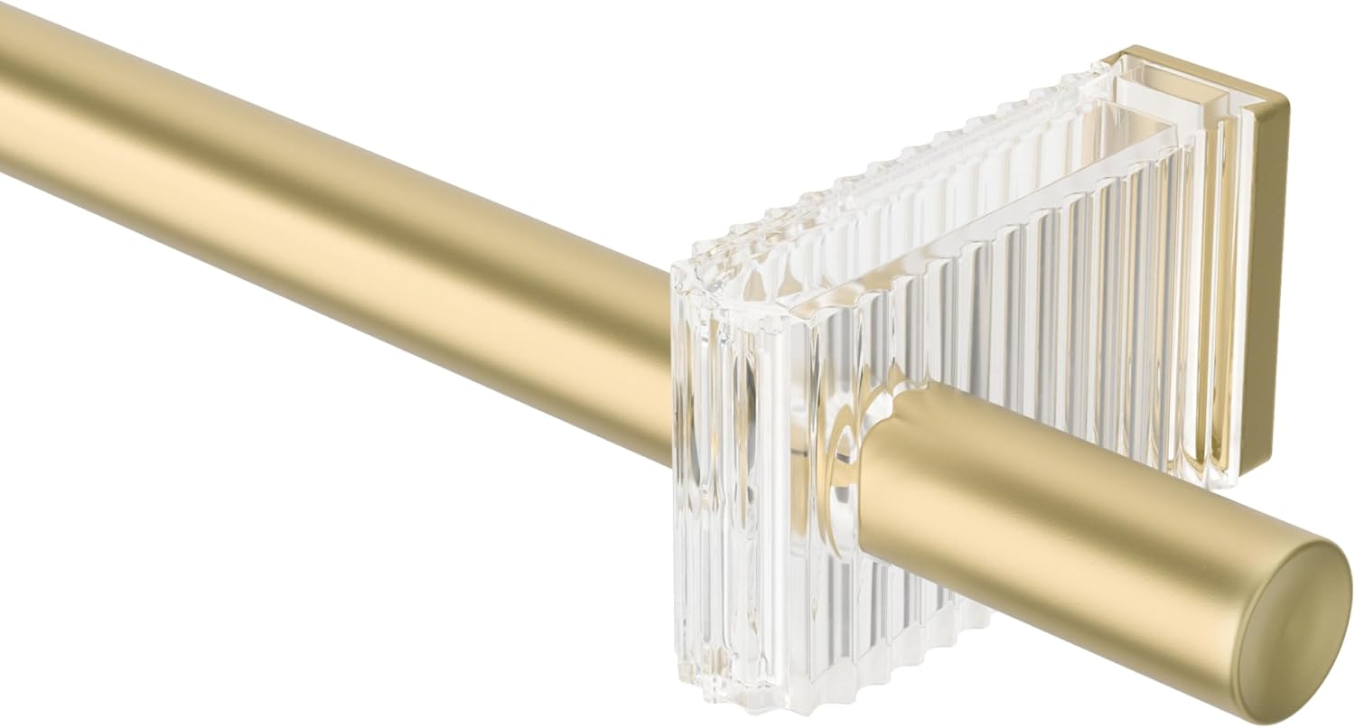 Umbra Flute Curtain Rod, Ribbed Finial Adjustable, 42 to 120 Inches, Gold