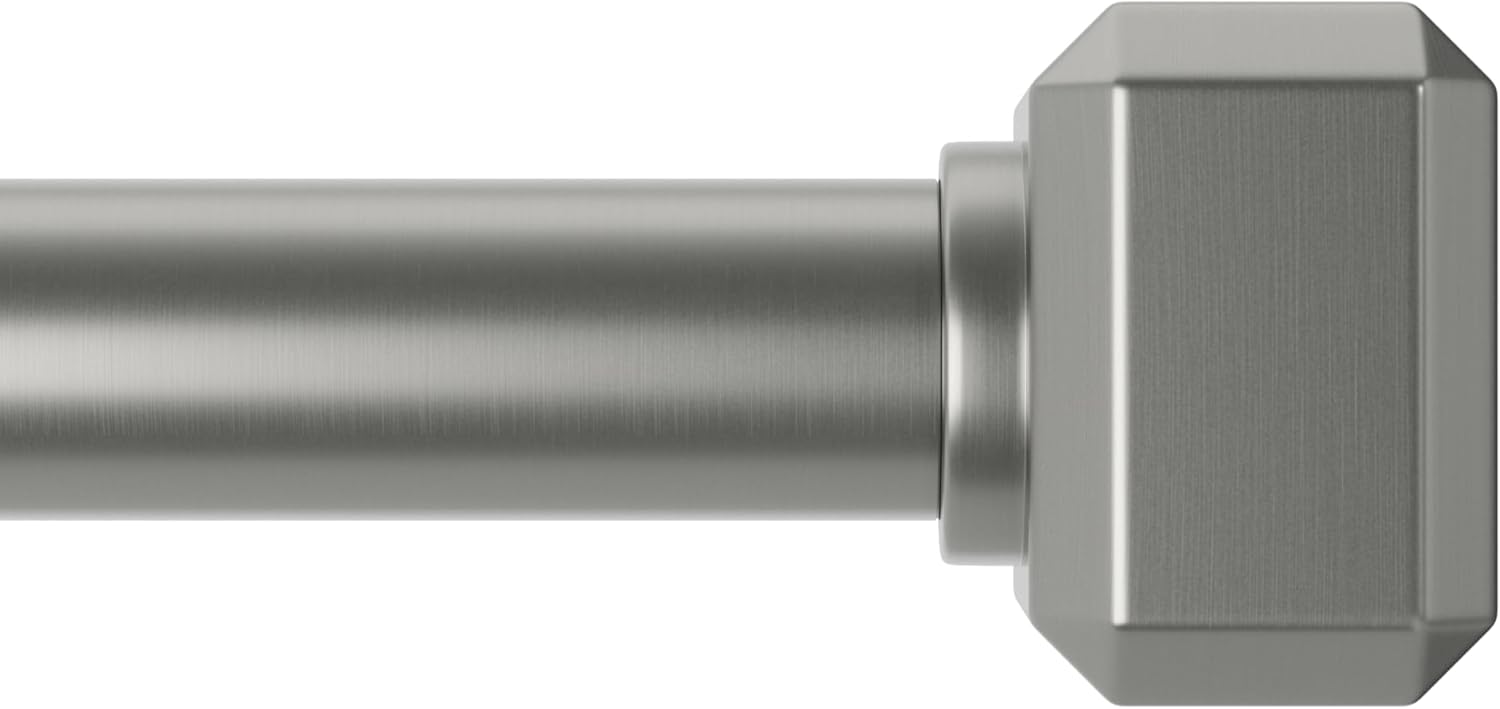 Umbra Geo Steel Curtain Rod, No-Drill Adjustable, 42 to 120 Inches, Nickel