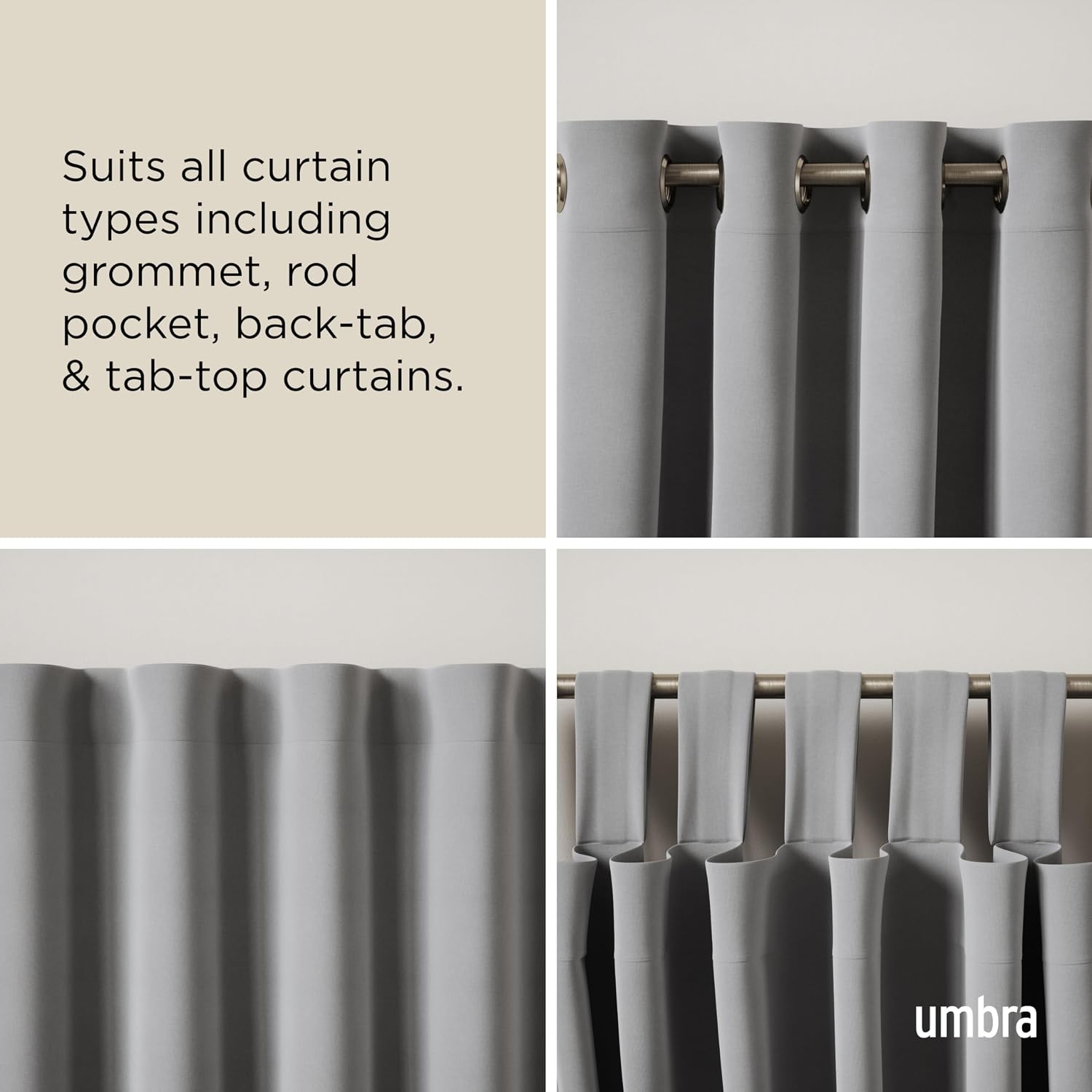 Umbra Twilight Curtain Rod, Wrap Around Blackout, 66 to 144 Inches, Nickel