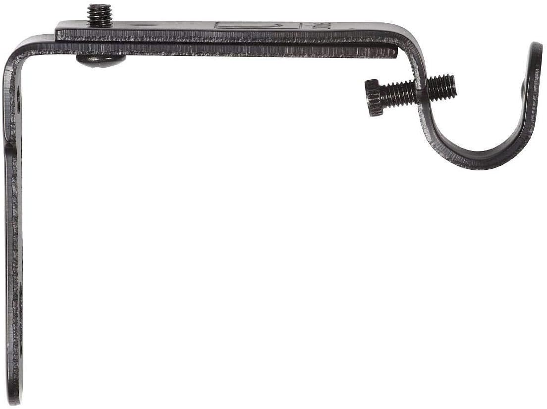 Umbra Curtain Rod Bracket - Adjustable Wall Bracket for Drapery Rod, Set of 2, Black Black Rem
