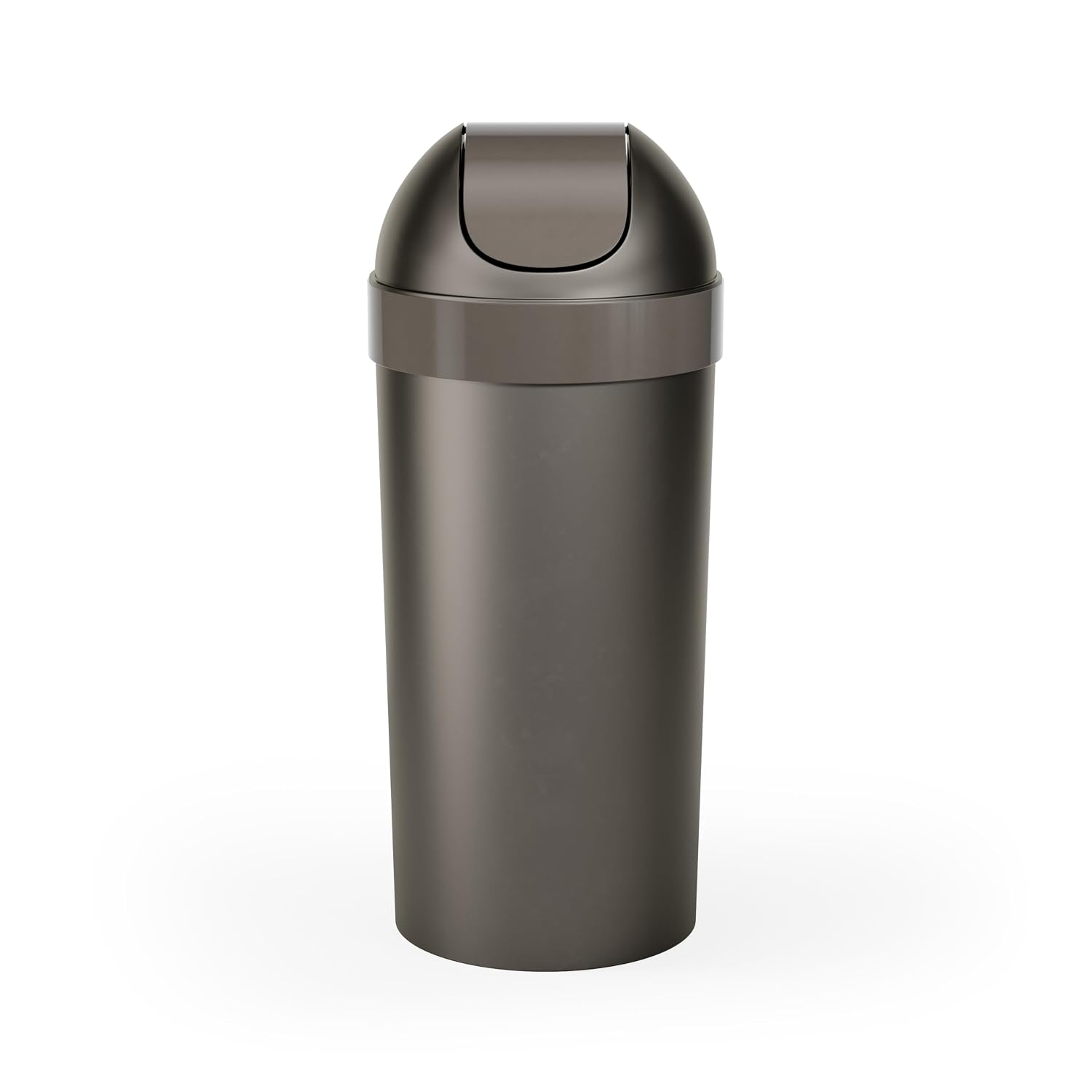 Umbra Venti Trash Can, Swing Top Lid Kitchen Garbage Can, 16 Gallon, Pewter