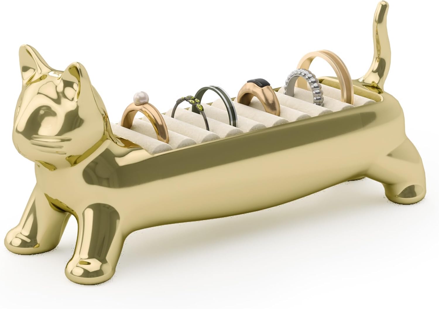 Umbra Ali Cat Ring Holder, Jewelry Storage, Holds 9 Rings, Gold