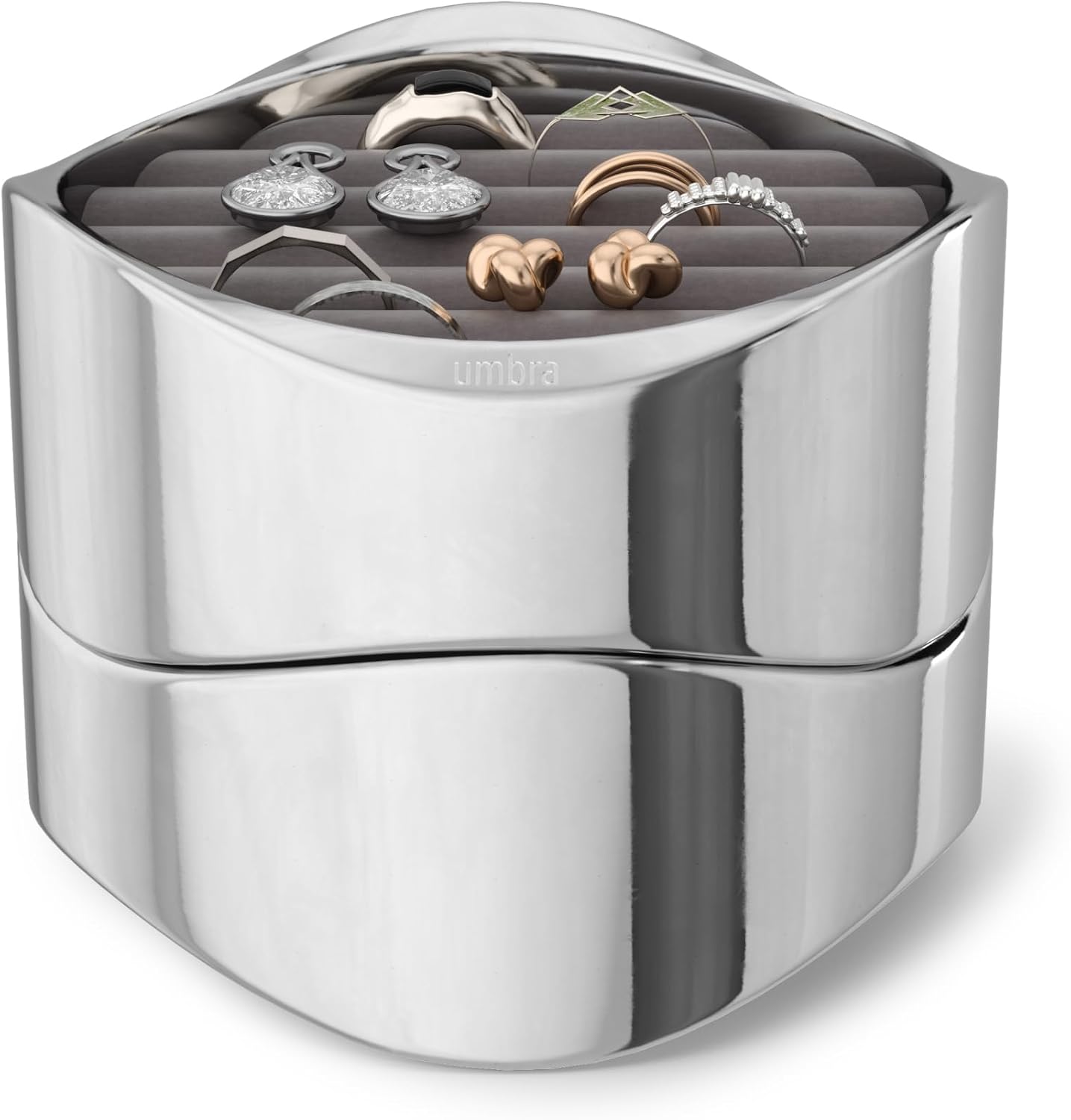 Umbra Wavy Jewelry Organizer, 2 Tier Ring Holder, Chrome