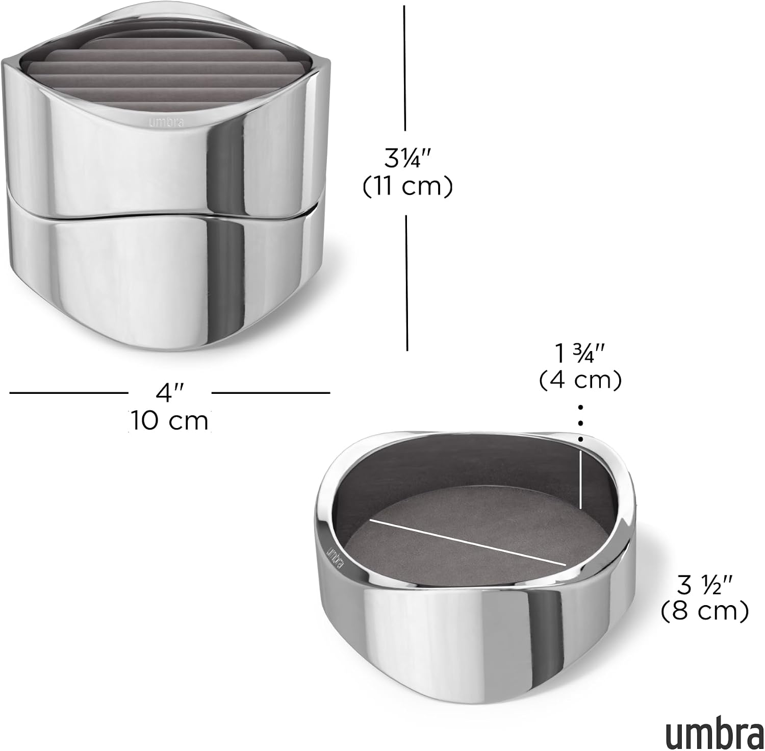 Umbra Wavy Jewelry Organizer, 2 Tier Ring Holder, Chrome