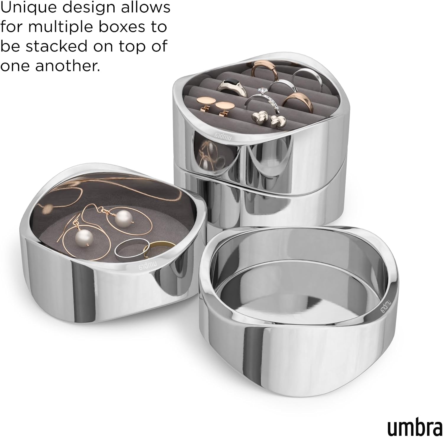 Umbra Wavy Jewelry Organizer, 2 Tier Ring Holder, Chrome