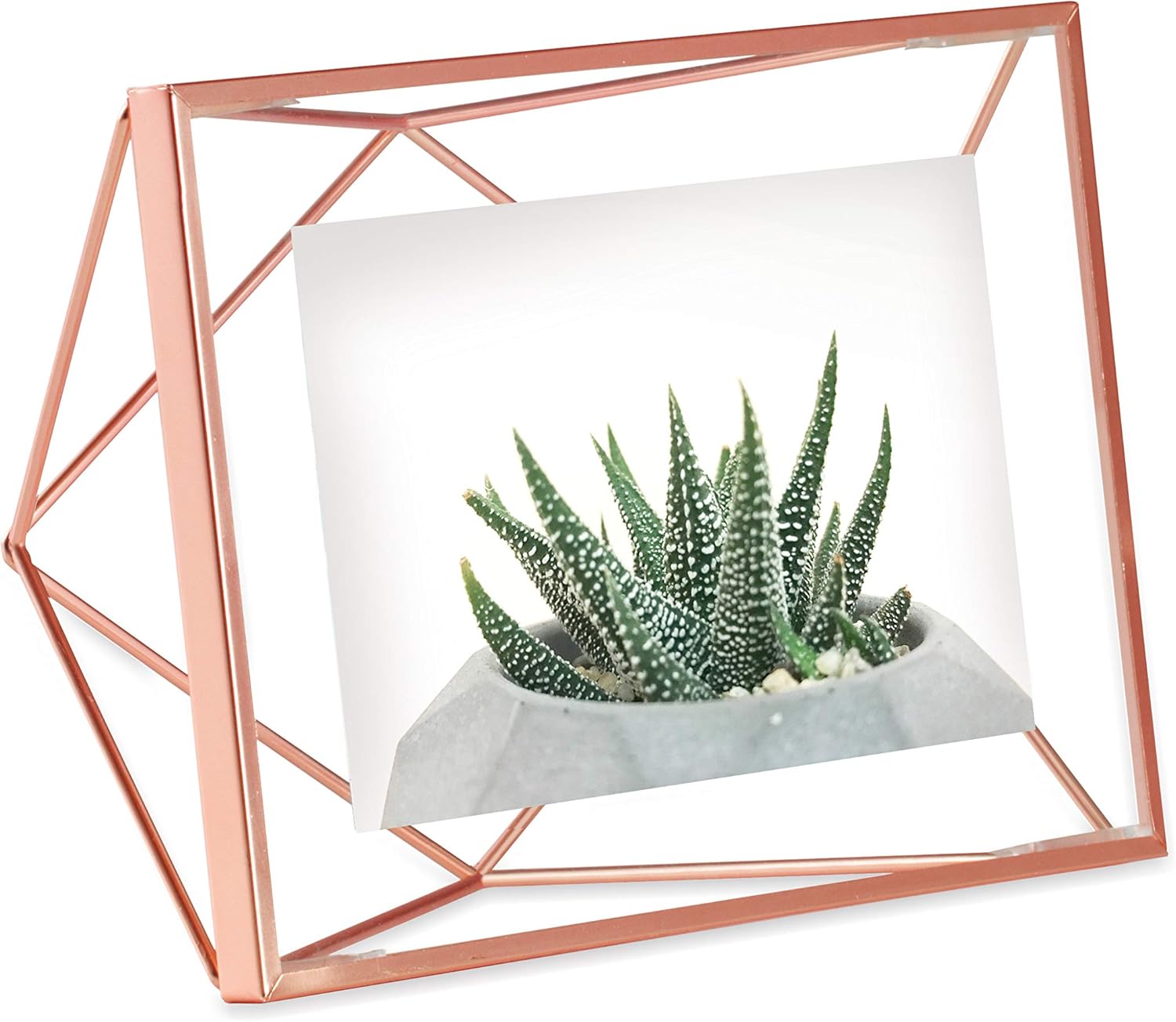 Umbra Prisma 4x6 Picture Frame, Metal Floating Wall or Desk Photo Display for Pictures, Art, Illustrations, and More, Copper