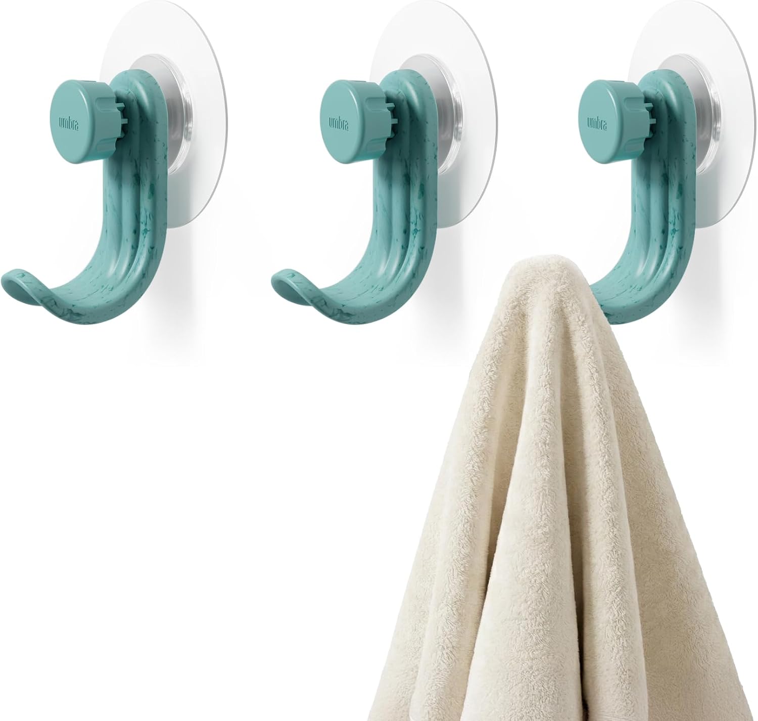 Umbra Nami Adhesive Hooks, No Drill Wall Hooks, Set of 3, Ocean Blue