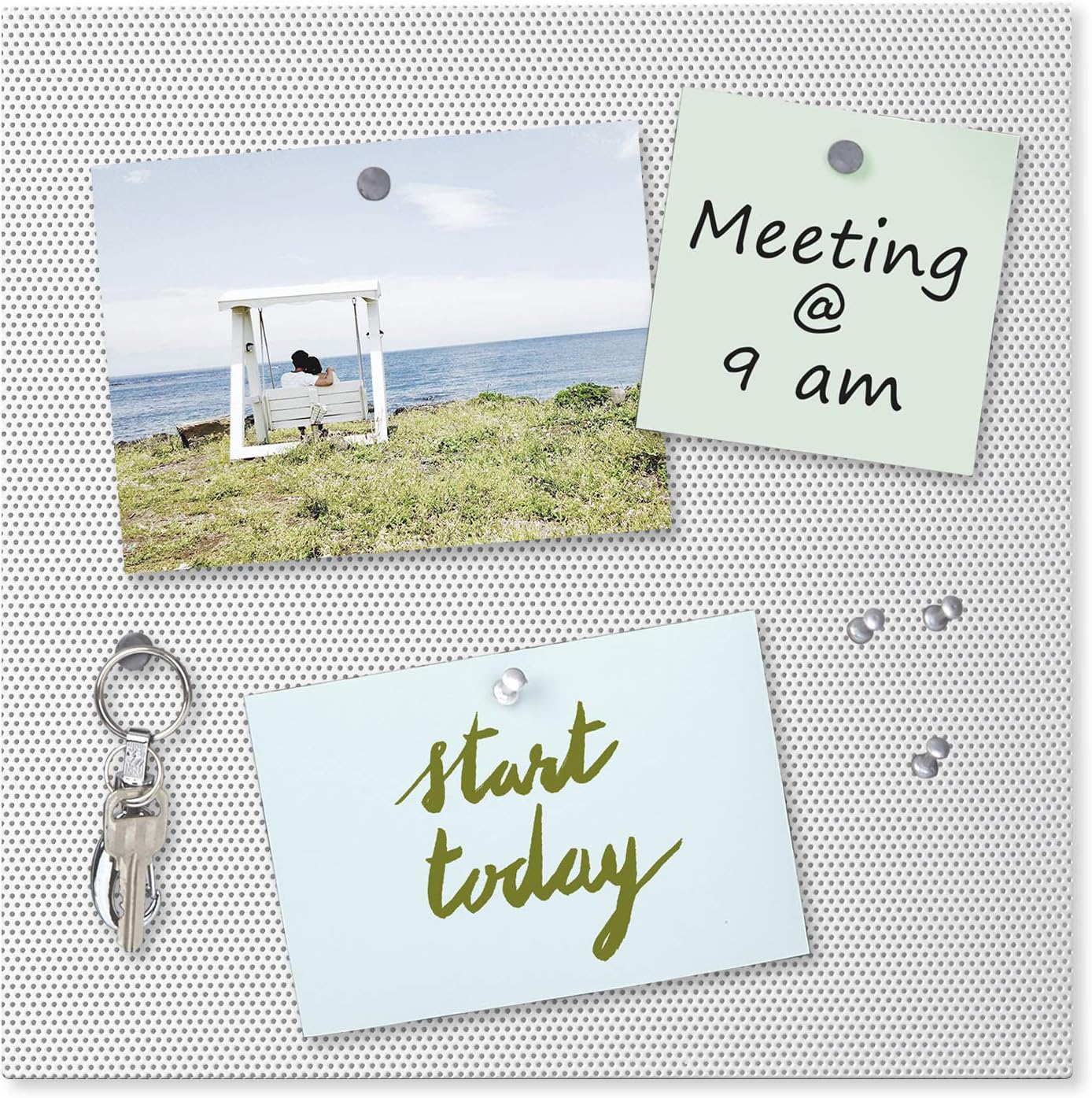 Umbra Bulletboard – Cork Board, Bulletin Board and Magnetic Board for Walls – Modern Look with Dual Surface Design – Includes 12 Pushpins and 12 Magnets, 12x12 Inch, White