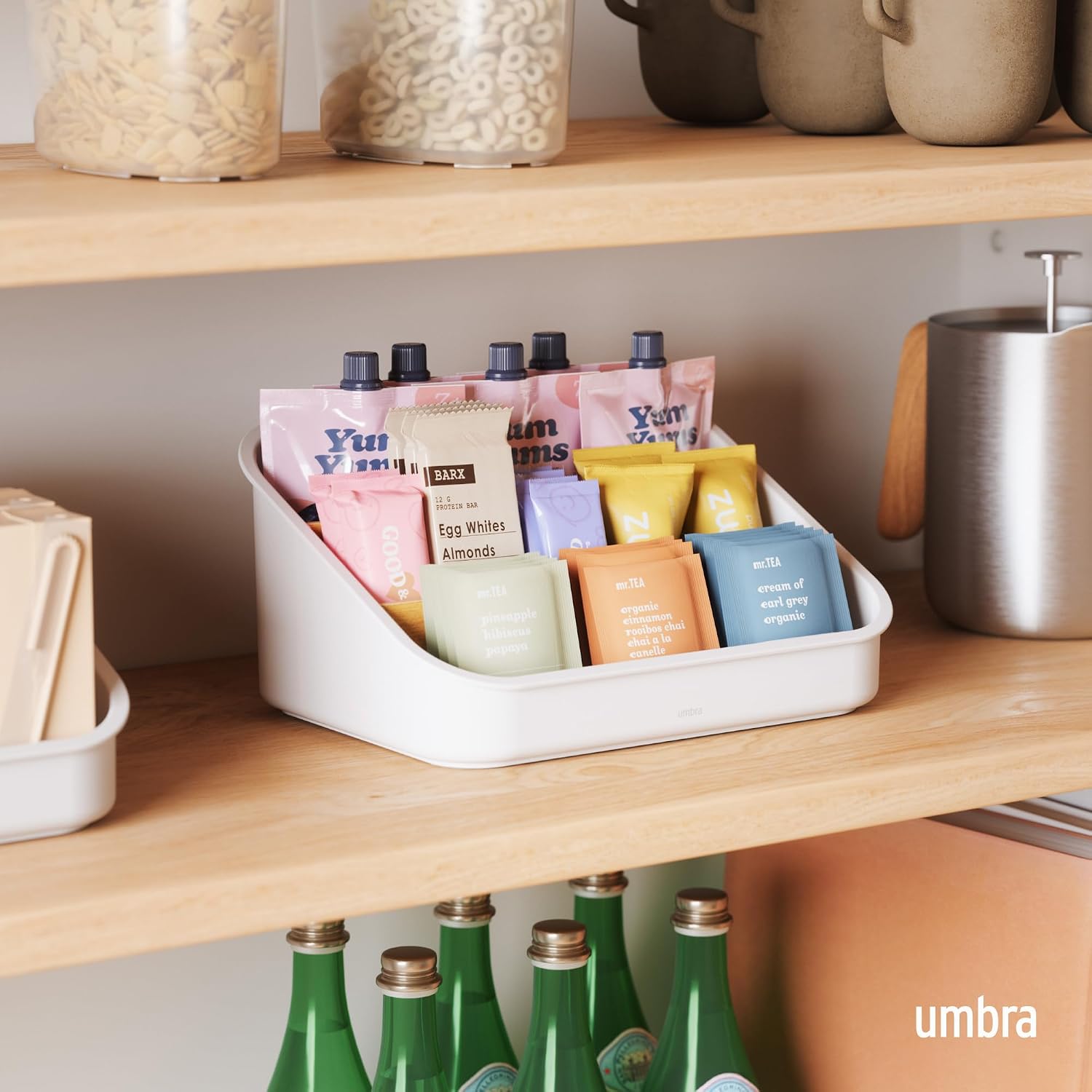 Umbra Bellwood Packet Organizer, Pantry Storage for Sachets, White/Natural