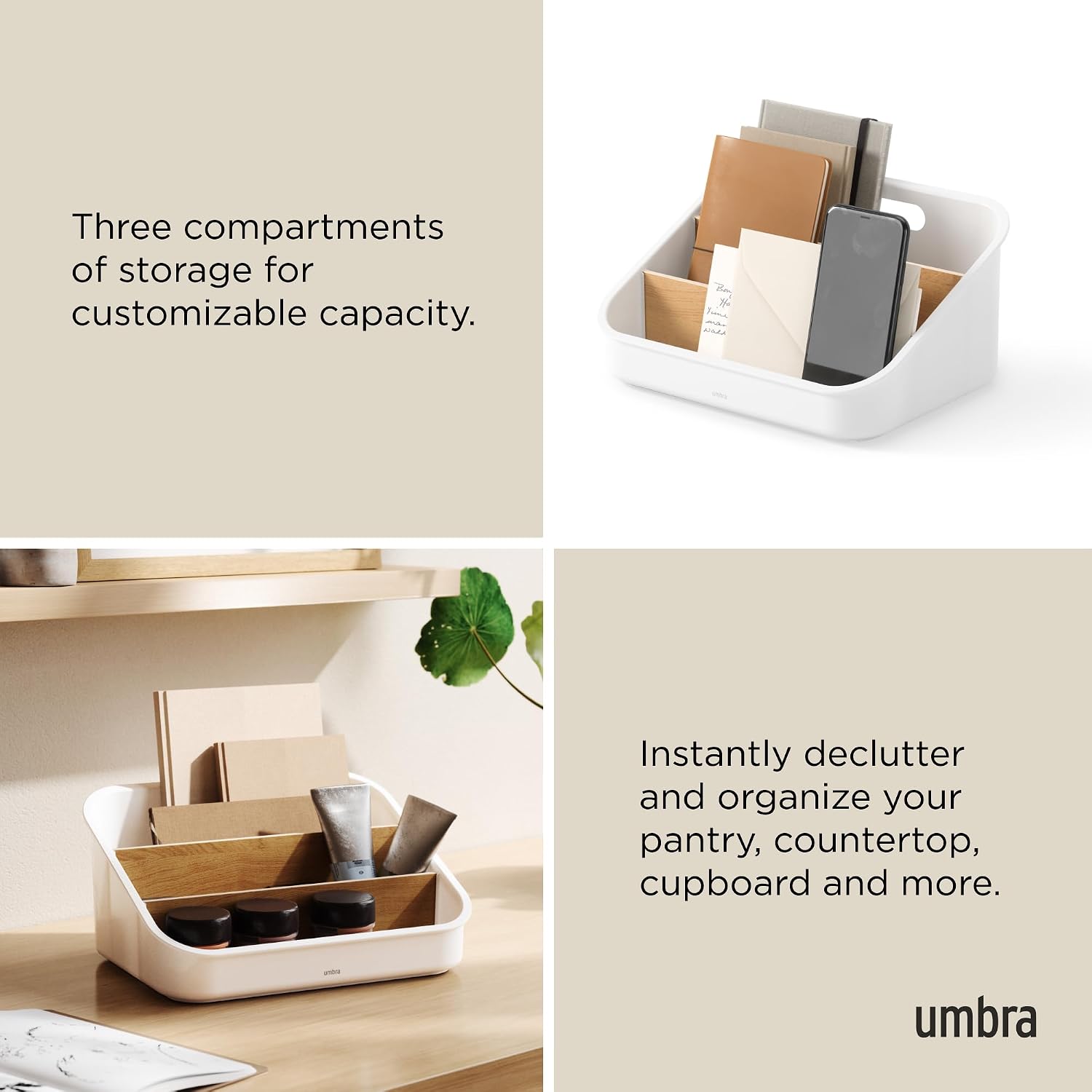 Umbra Bellwood Packet Organizer, Pantry Storage for Sachets, White/Natural