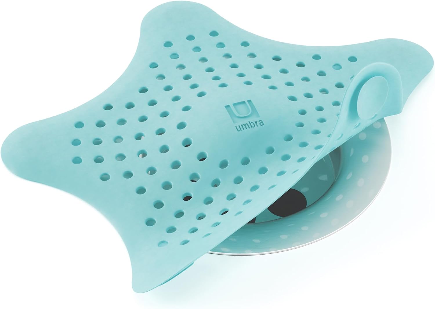 Umbra Starfish Hair Catcher, Fun Drain Cover Fits Most Standard Tub and Shower Drains, 6" Diameter, Lagoon Blue