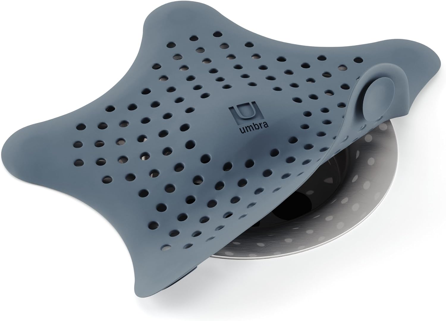 Umbra Starfish Hair Catcher, Suction Cup Drain Cover, 6-Inch, Slate Blue