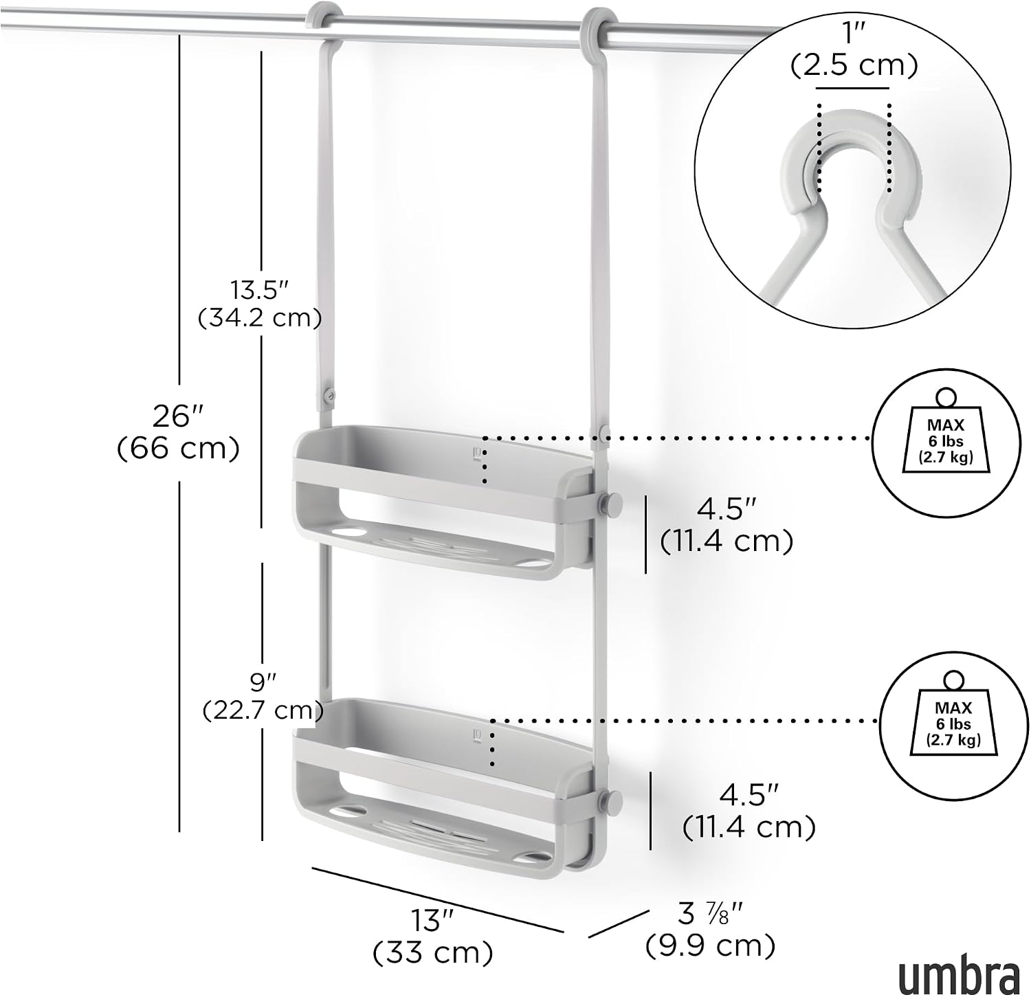 FLEX SHOWER CADDY Grey