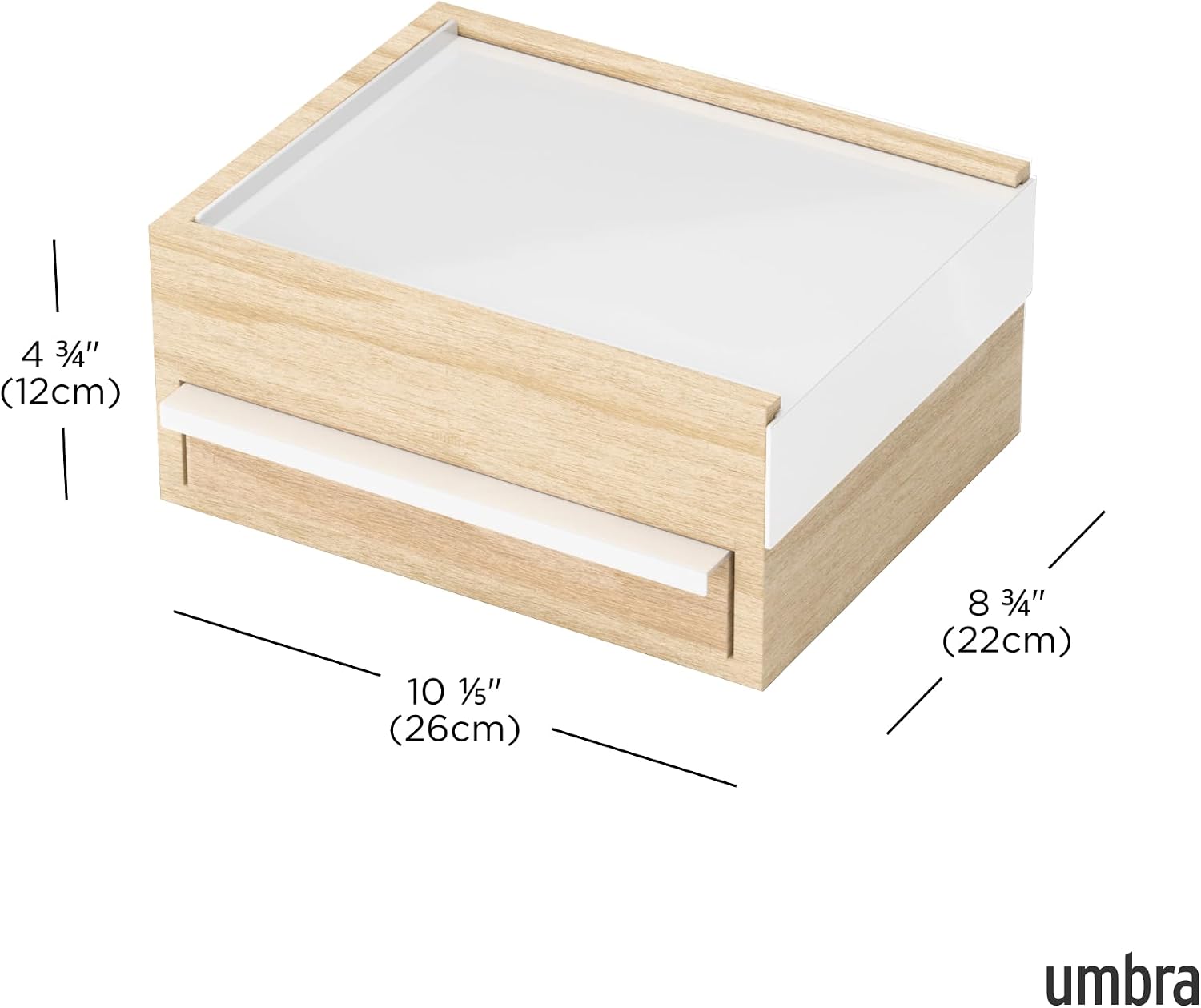 Umbra Stowit Jewelry Box, with Storage Drawers, Medium, White/Natural