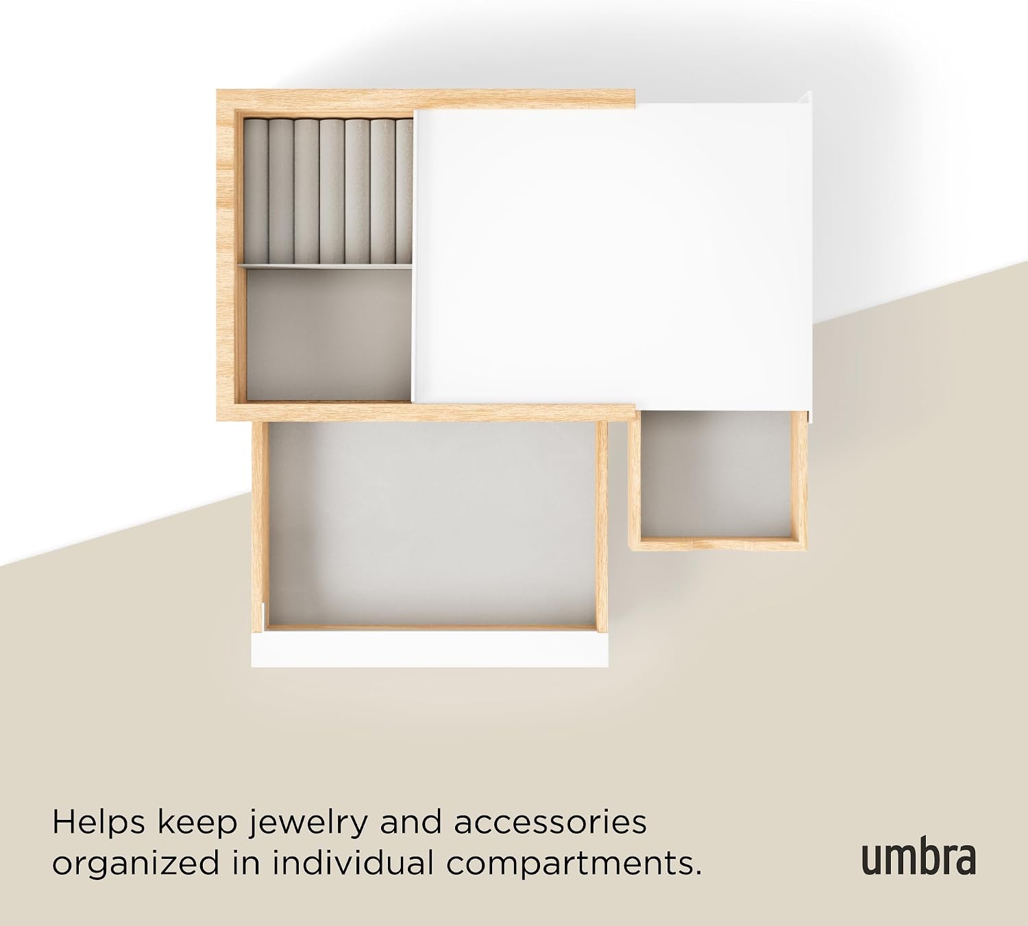 Umbra Stowit Jewelry Box, with Storage Drawers, Medium, White/Natural