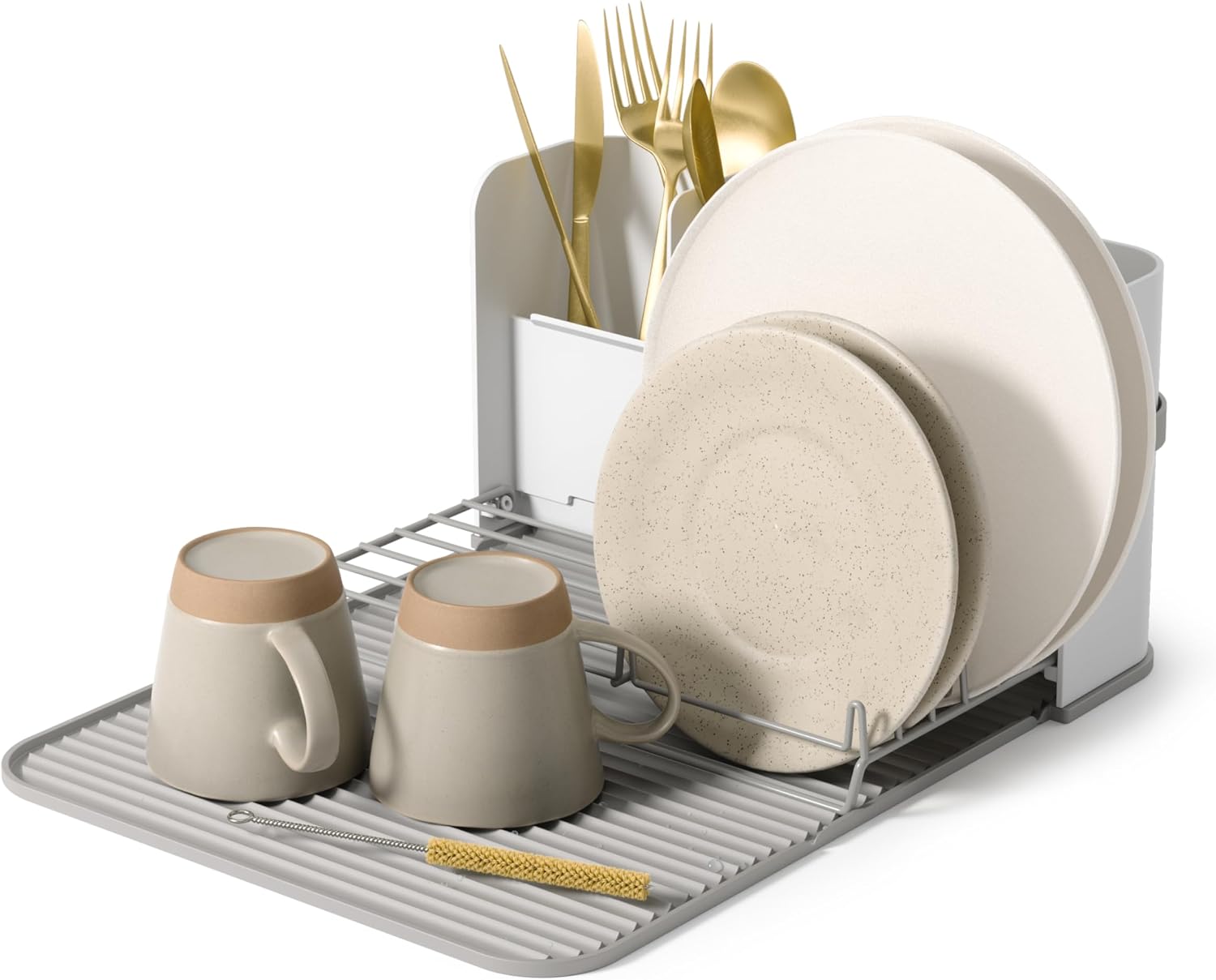 Umbra Sling Dish Drying Rack, Space Saving Foldable Storage, White