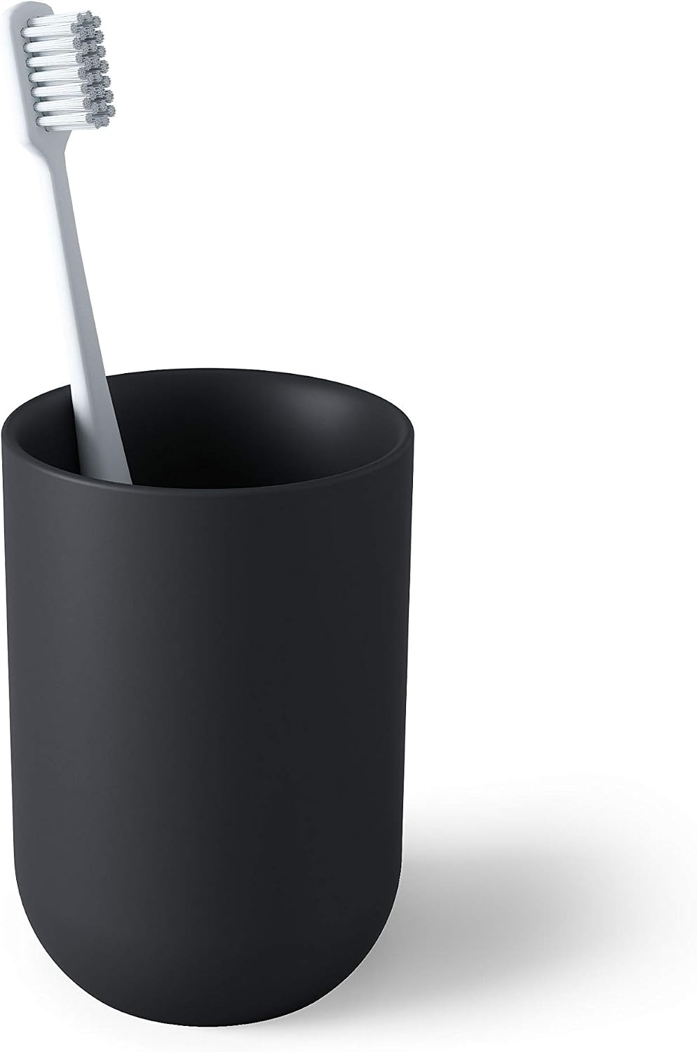 Umbra Junip Tumbler, Smoked Glass Bathroom Rinse Cup, Black