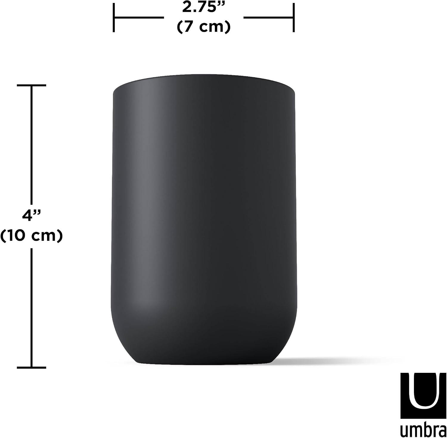 Umbra Junip Tumbler, Smoked Glass Bathroom Rinse Cup, Black