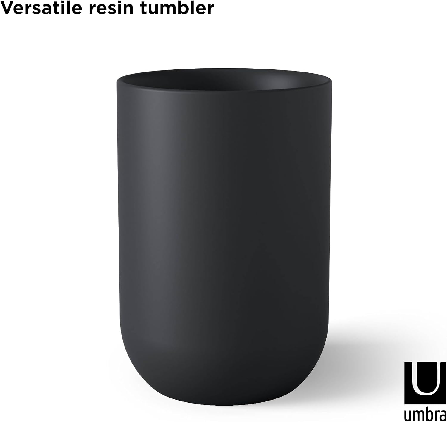 Umbra Junip Tumbler, Smoked Glass Bathroom Rinse Cup, Black
