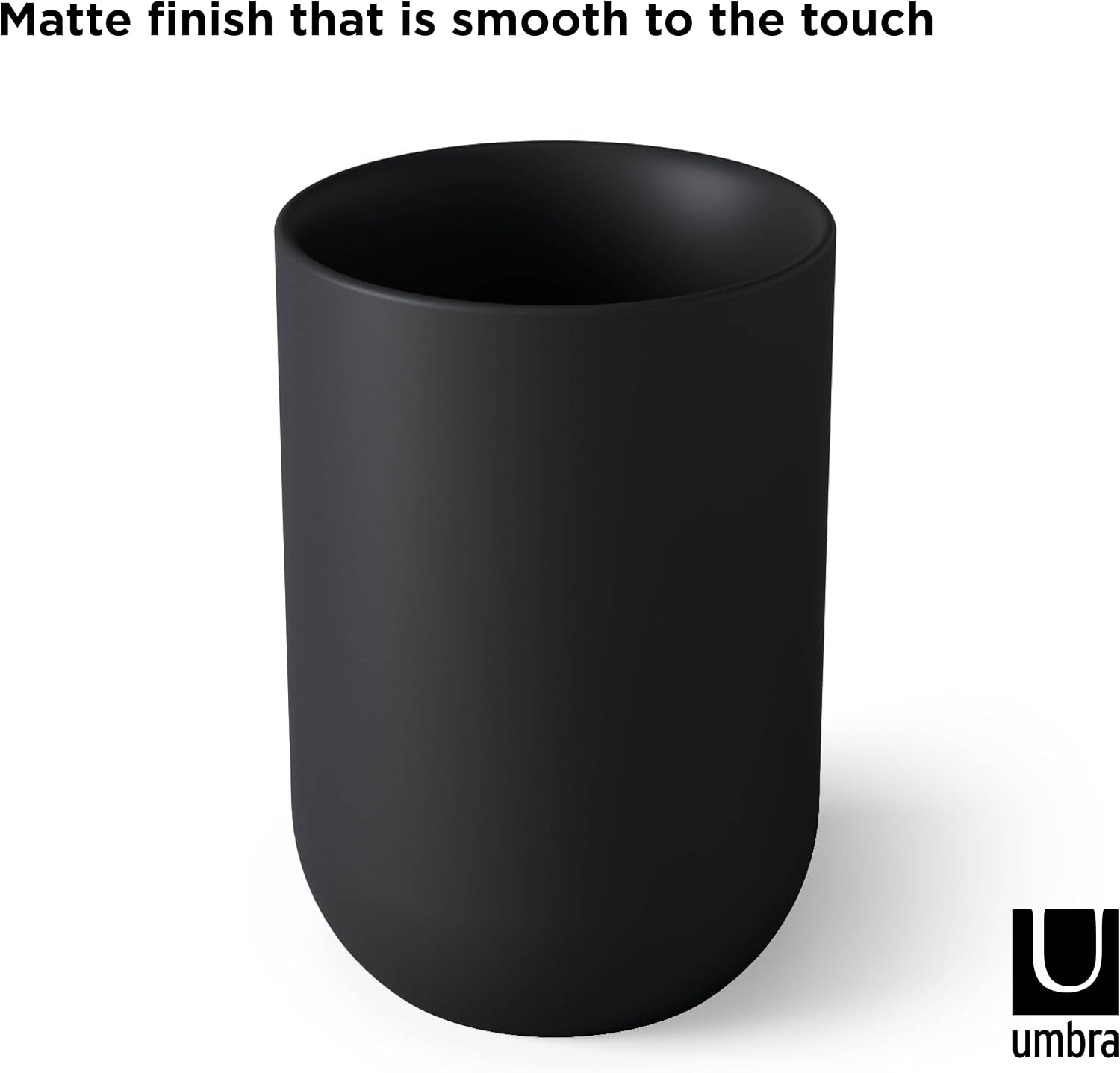 Umbra Junip Tumbler, Smoked Glass Bathroom Rinse Cup, Black