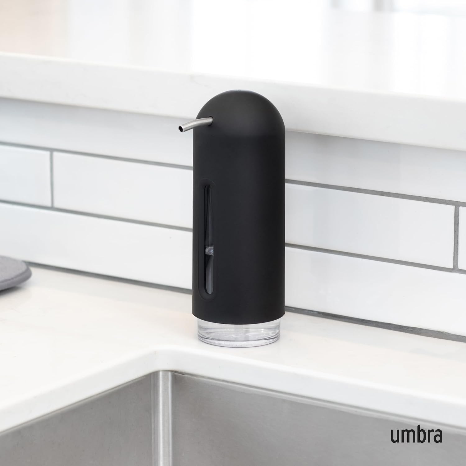 Umbra Penguin Soap Pump, Kitchen Liquid Hand Soap Dispenser, 12 OZ, Black
