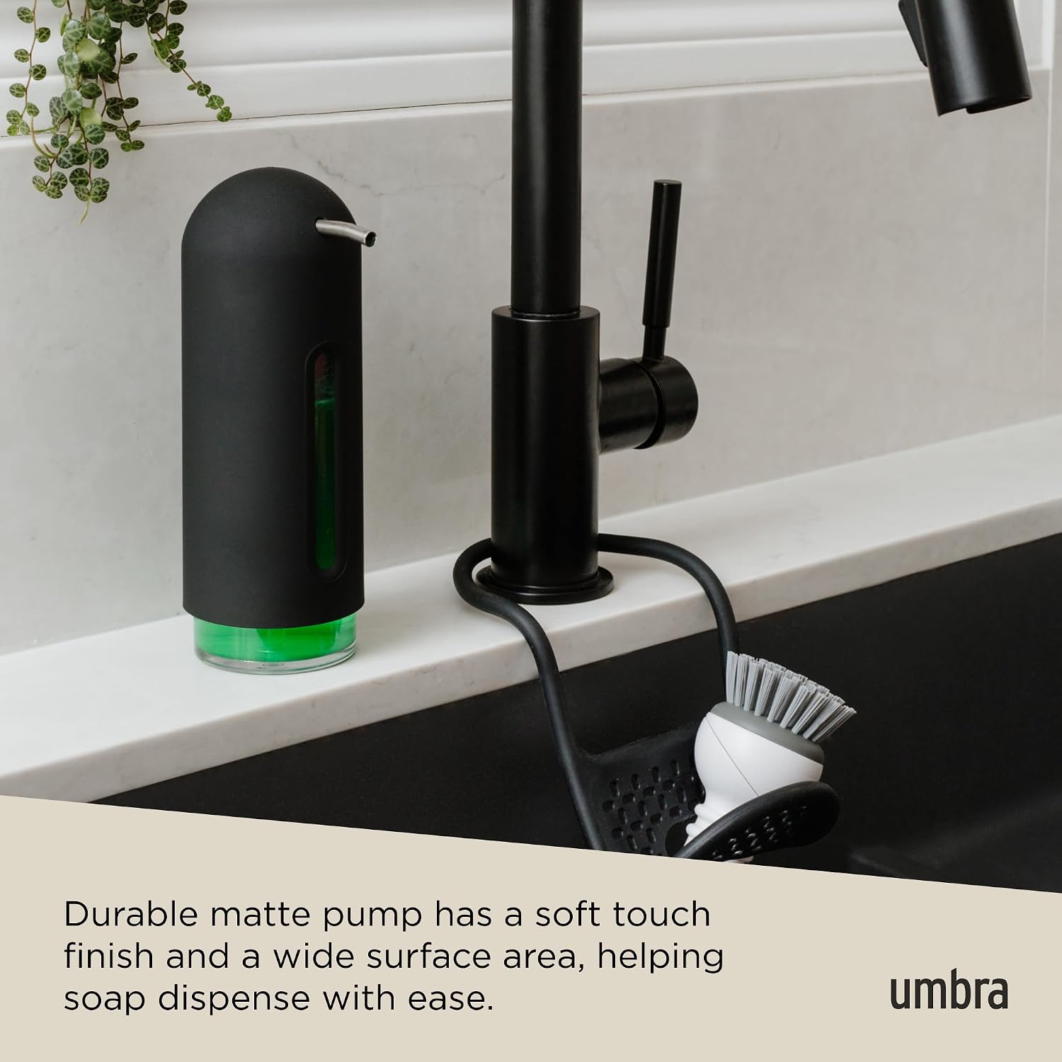 Umbra Penguin Soap Pump, Kitchen Liquid Hand Soap Dispenser, 12 OZ, Black
