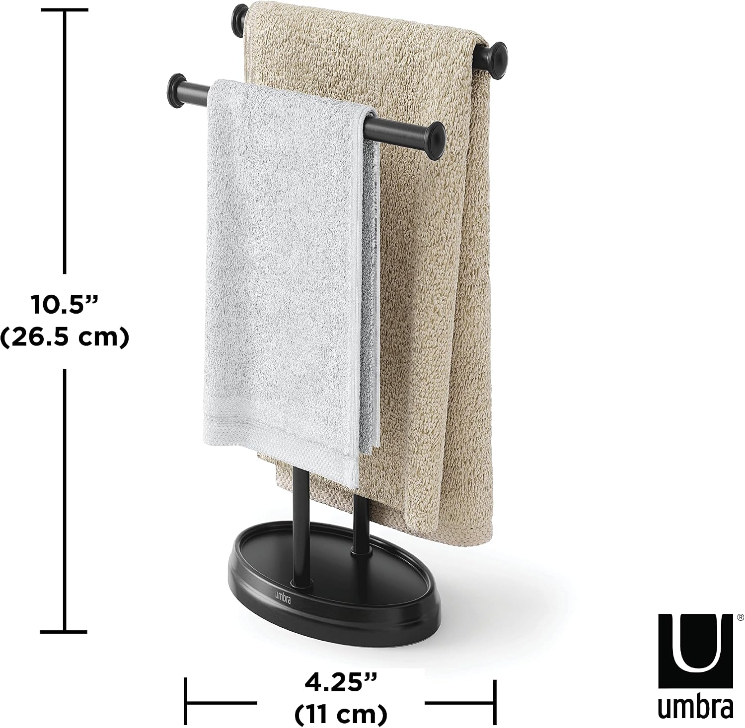 Umbra Palm Towel Tree, Free Standing Hand Towel Holder, Black