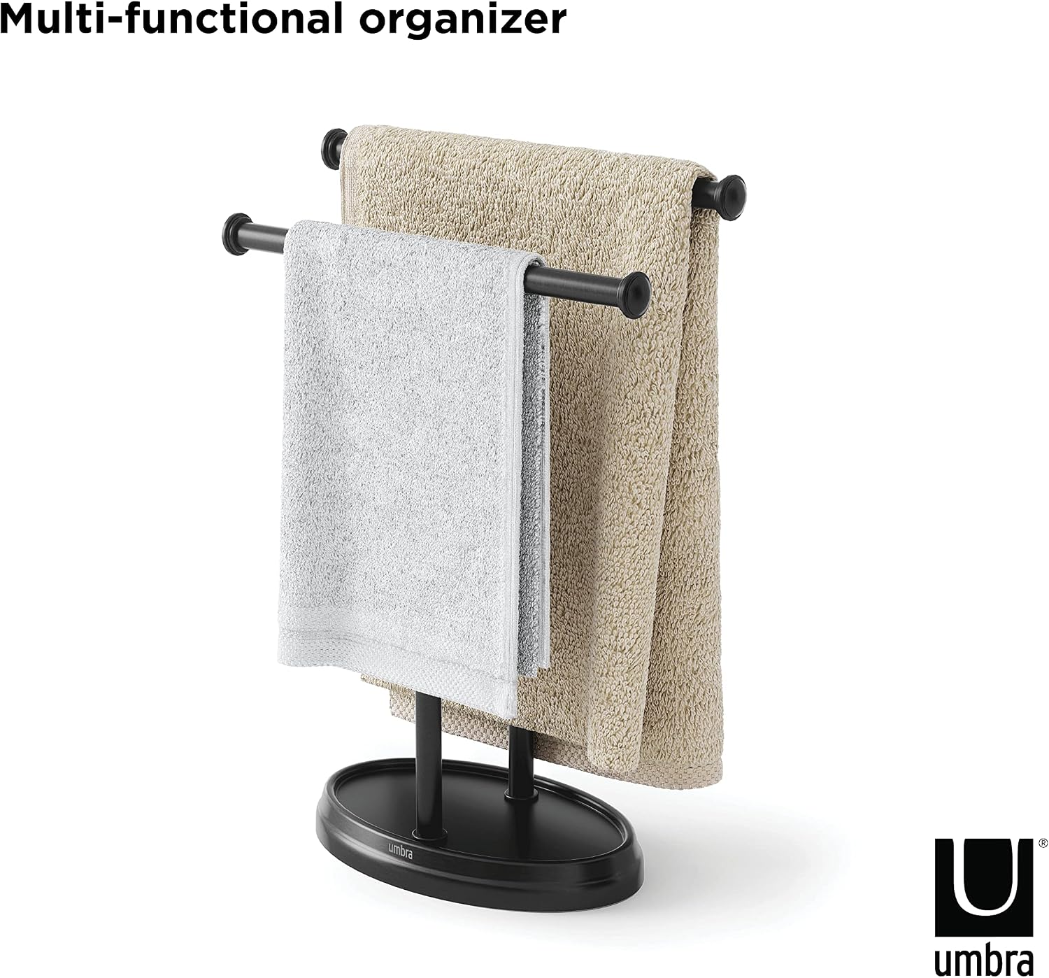 Umbra Palm Towel Tree, Free Standing Hand Towel Holder, Black