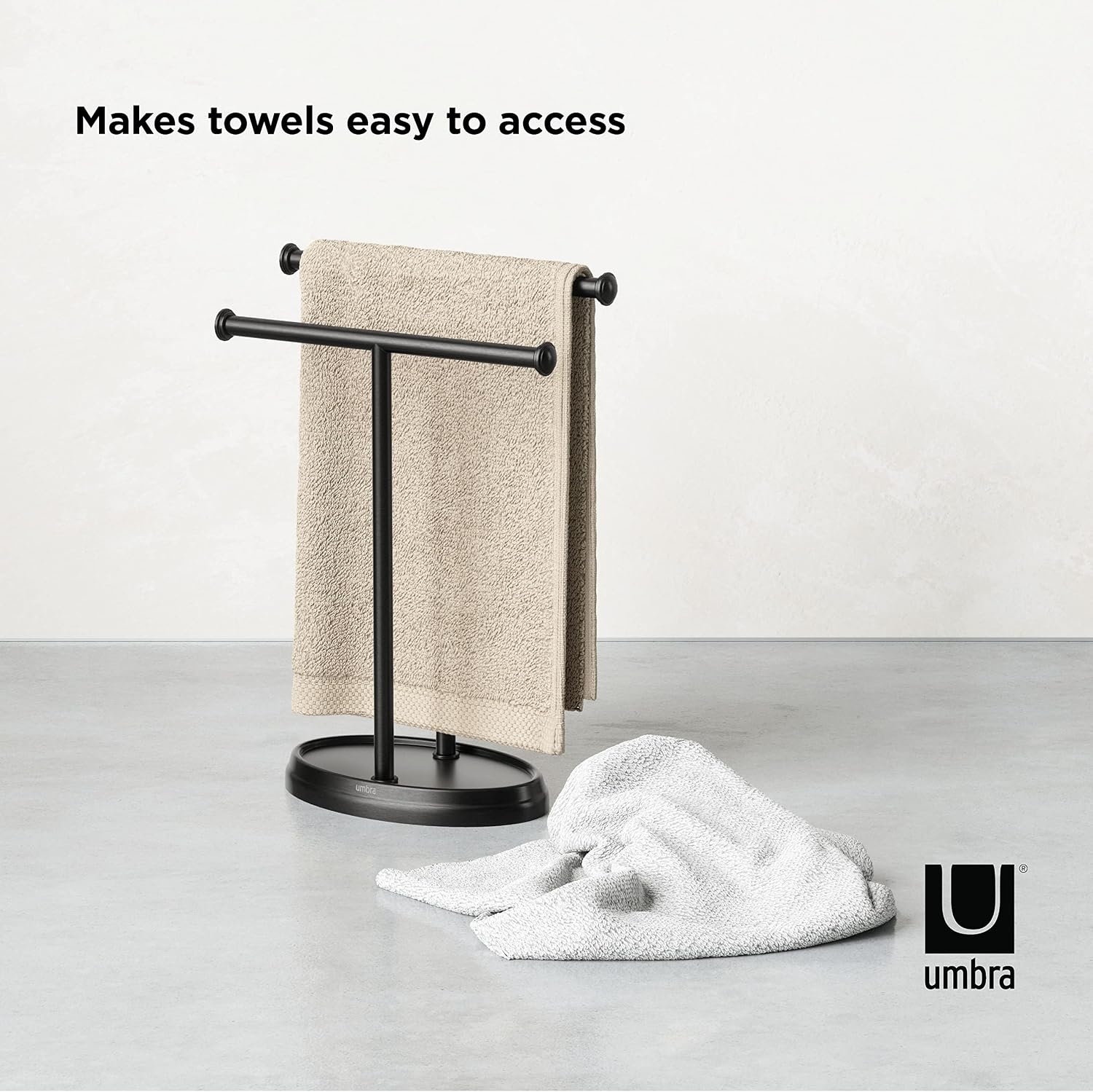 Umbra Palm Towel Tree, Free Standing Hand Towel Holder, Black