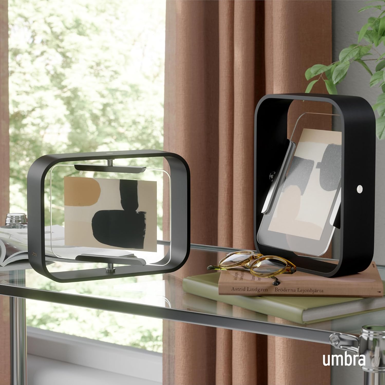 Umbra Bellwood Desk Picture Frame, Rotating Double Sided, 4x6, Black