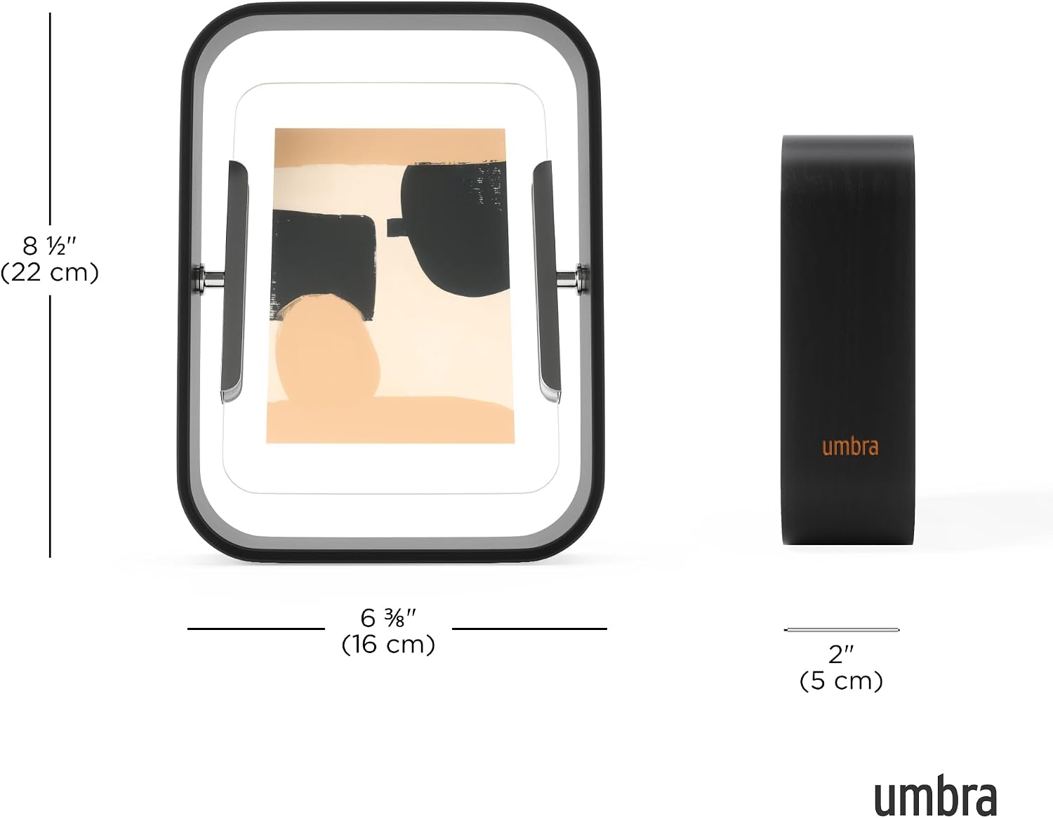 Umbra Bellwood Desk Picture Frame, Rotating Double Sided, 4x6, Black