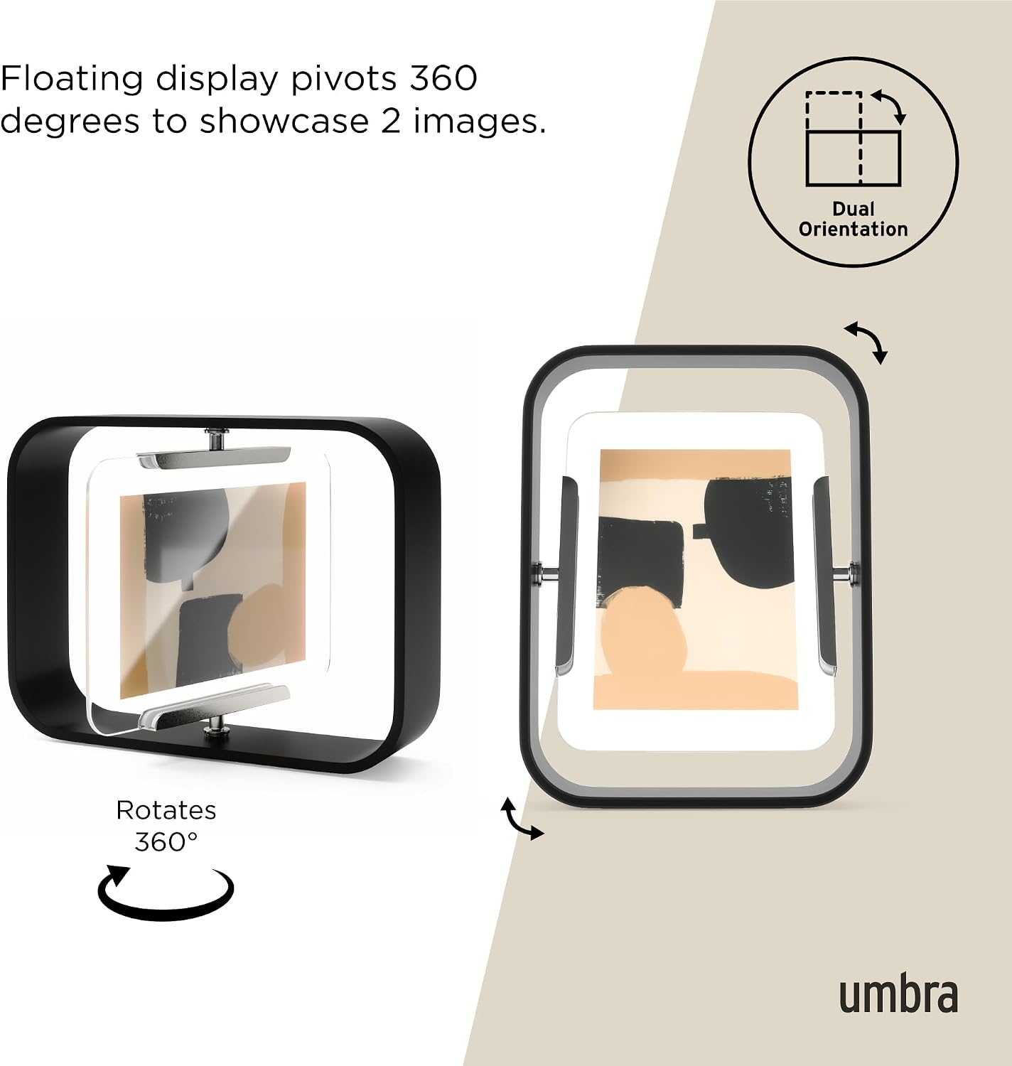 Umbra Bellwood Desk Picture Frame, Rotating Double Sided, 4x6, Black