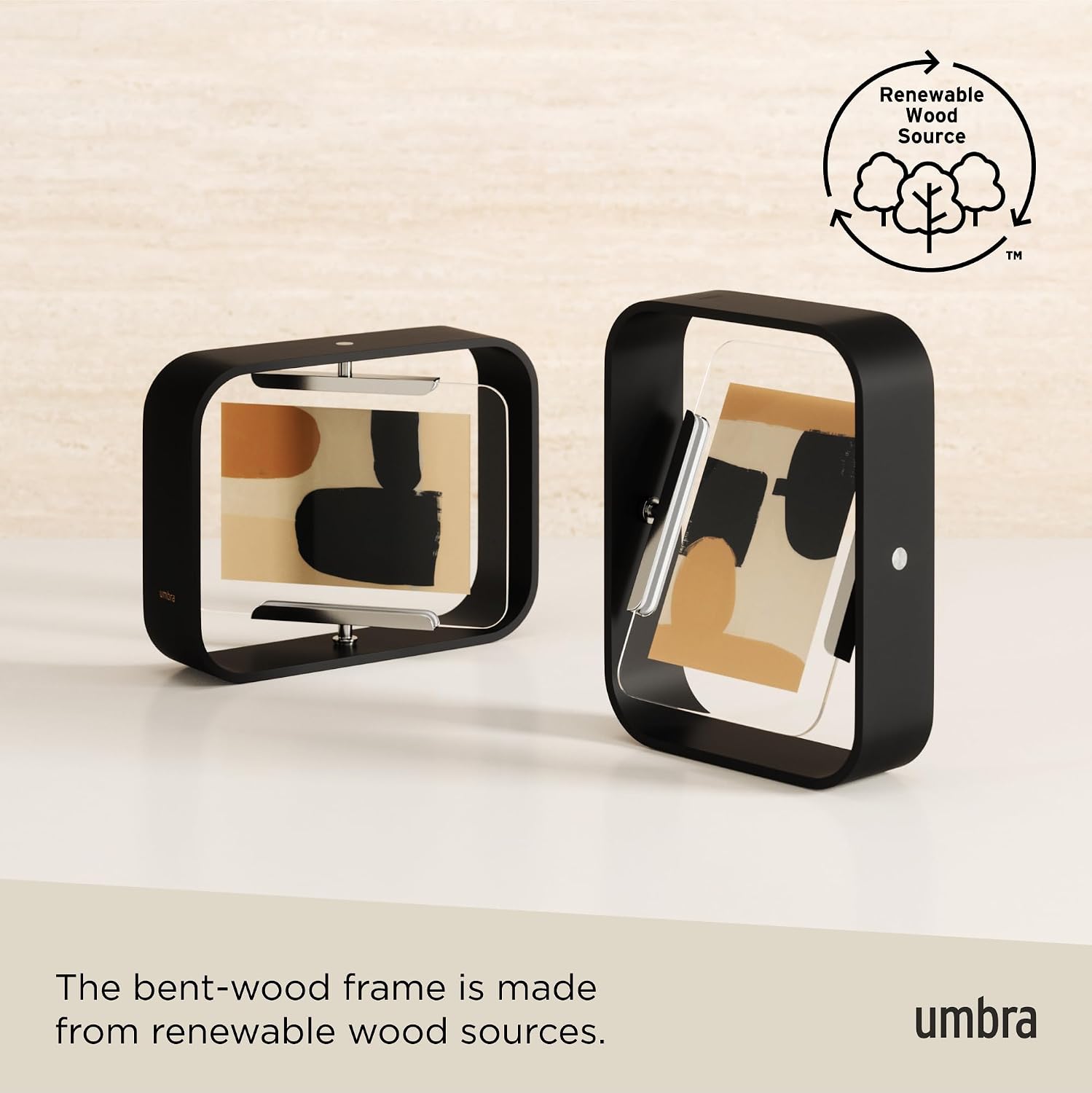 Umbra Bellwood Desk Picture Frame, Rotating Double Sided, 4x6, Black