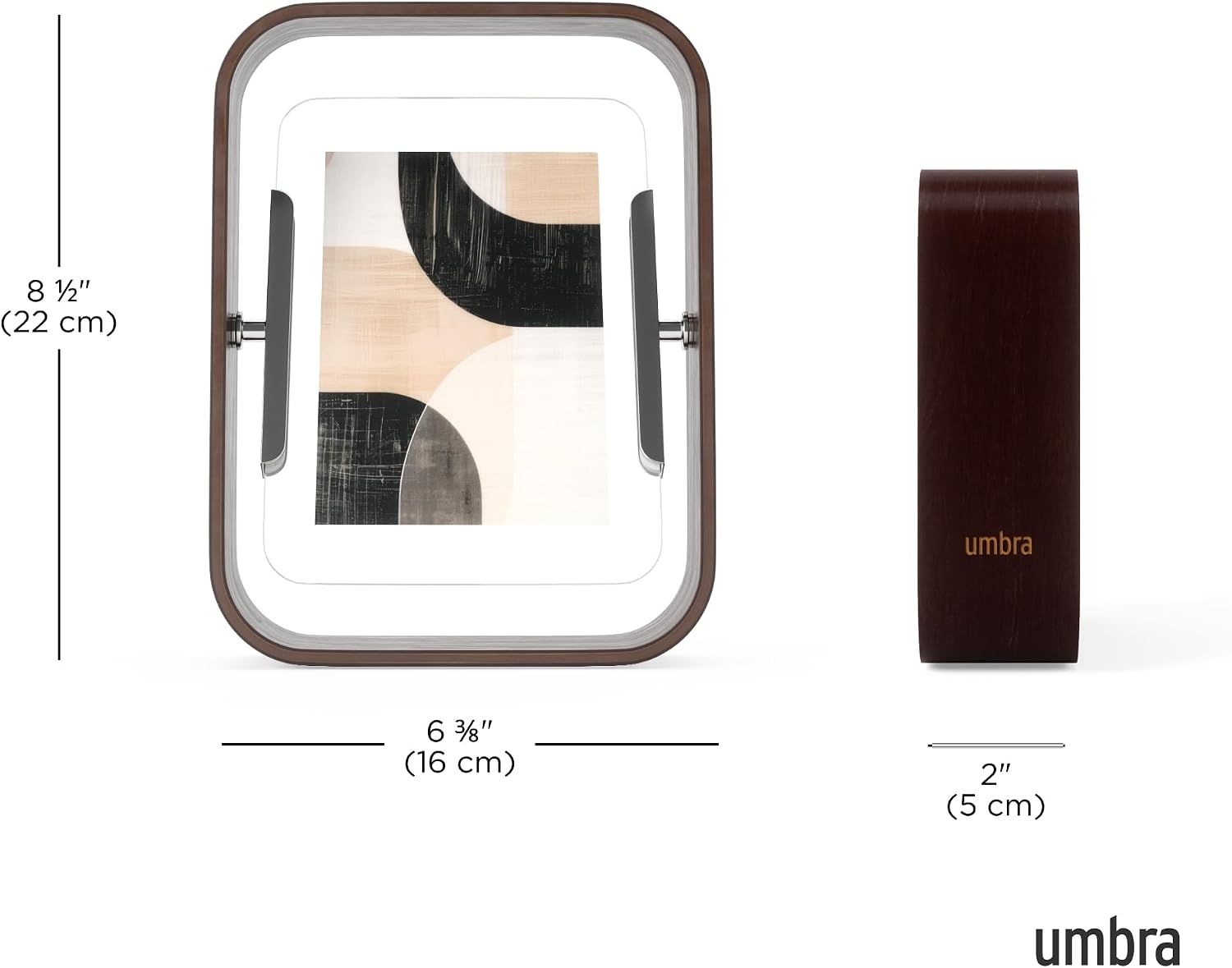 Umbra Bellwood Desk Picture Frame, Rotating Double Sided, 4x6, Walnut