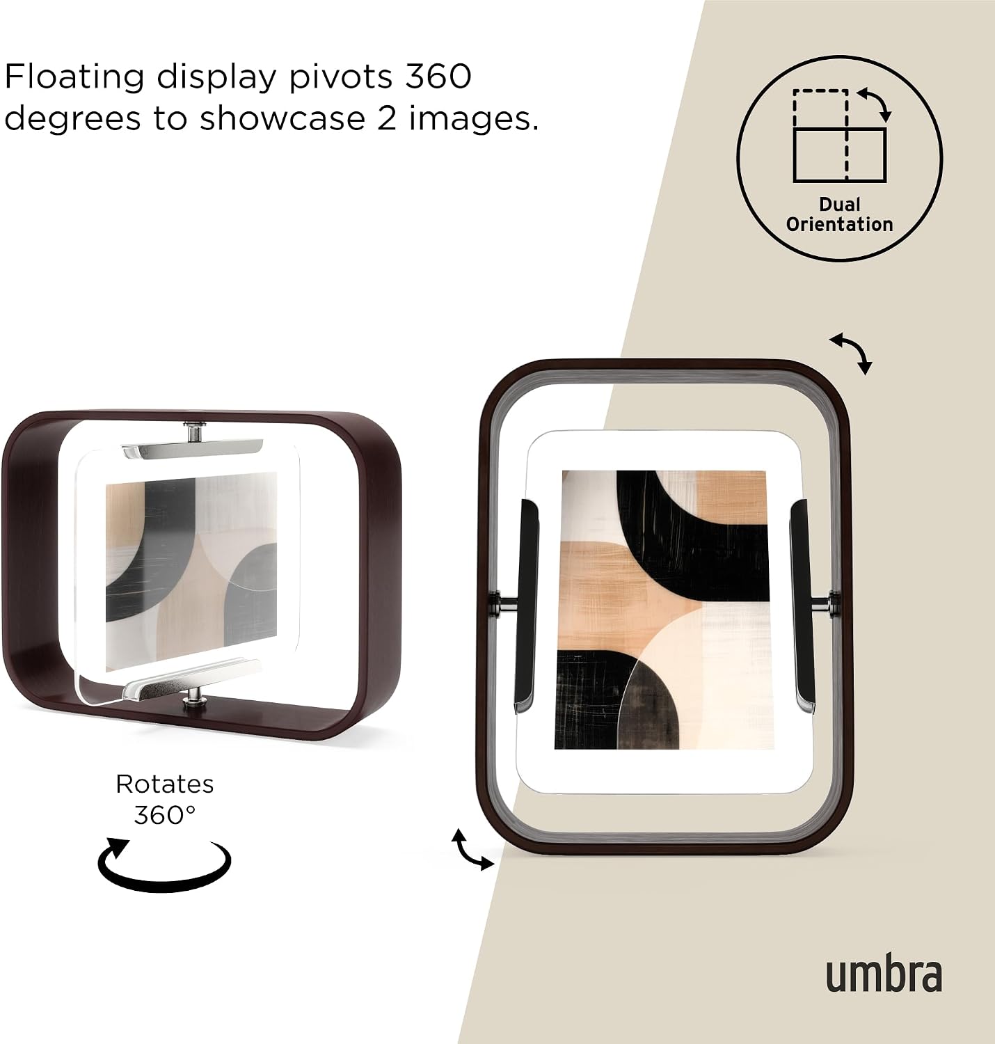 Umbra Bellwood Desk Picture Frame, Rotating Double Sided, 4x6, Walnut