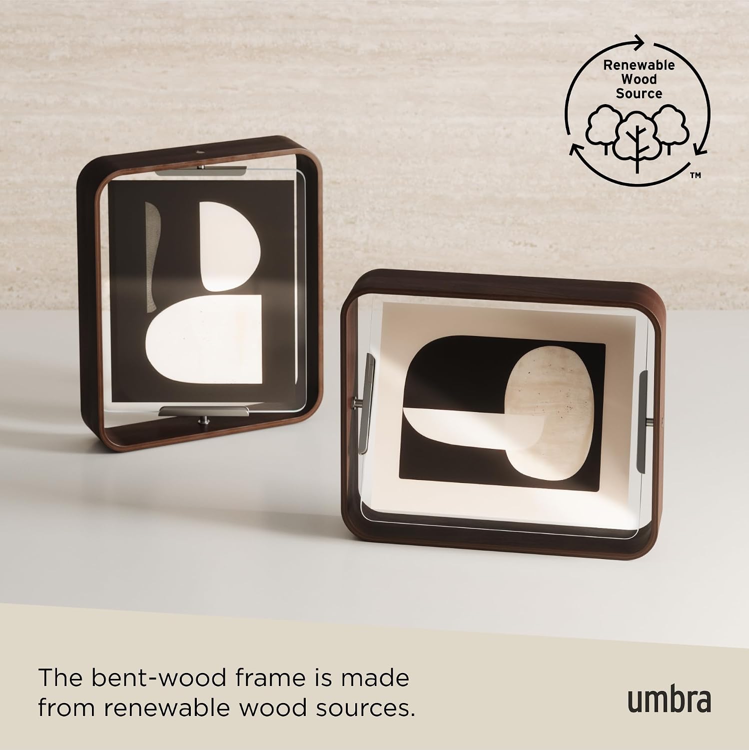 Umbra Bellwood Desk Picture Frame, Rotating Double Sided, 4x6, Walnut