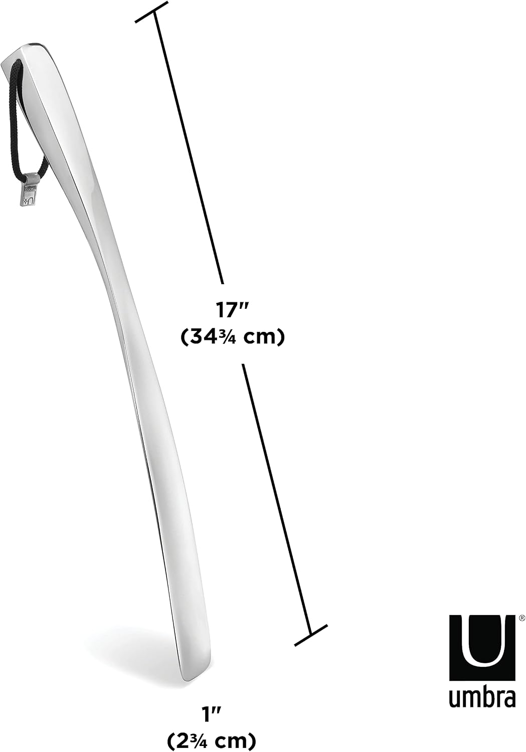 Umbra Slip Shoehorn, Long Handle Metal, 18 Inch, Matte Aluminum