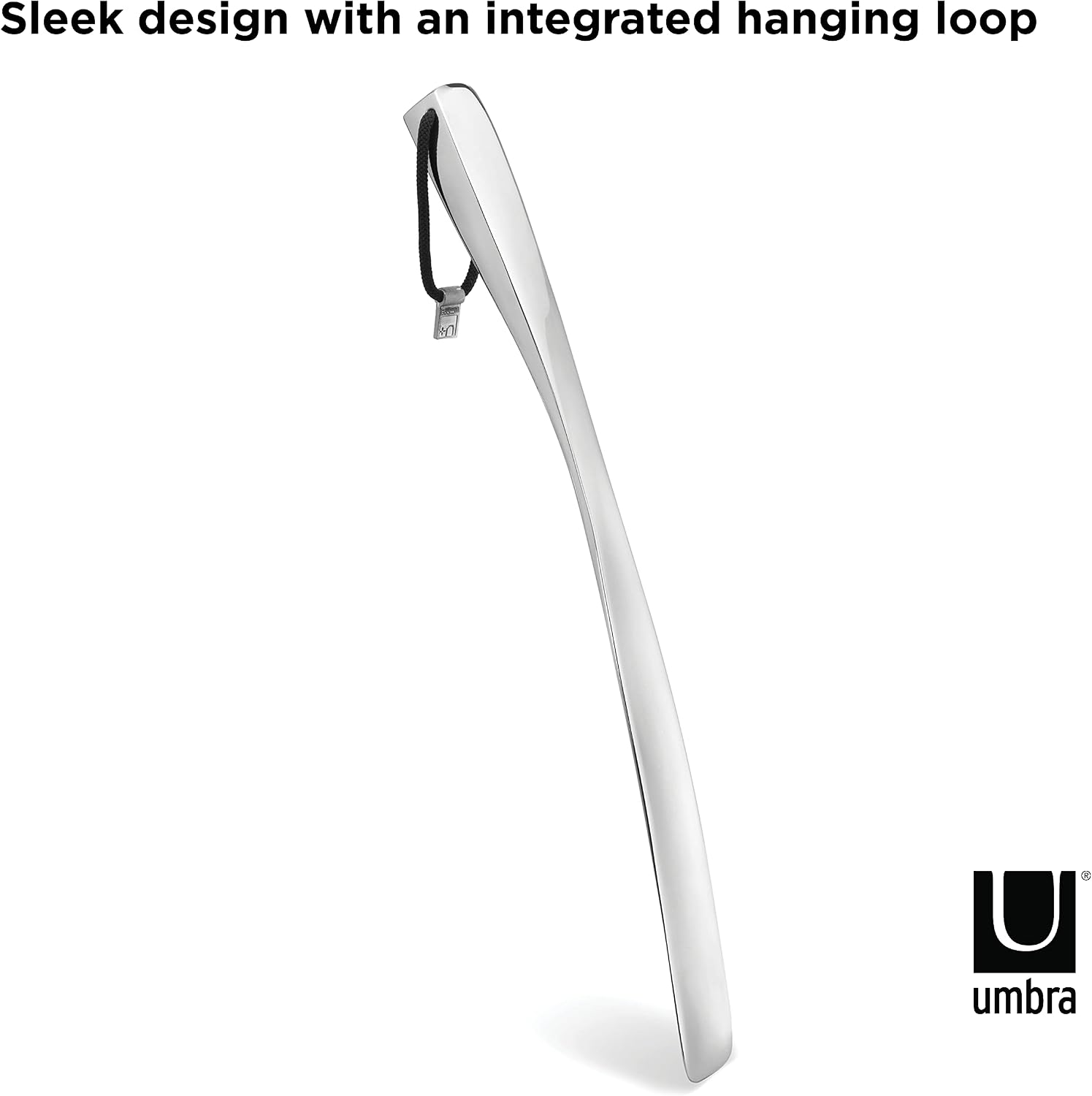 Umbra Slip Shoehorn, Long Handle Metal, 18 Inch, Matte Aluminum