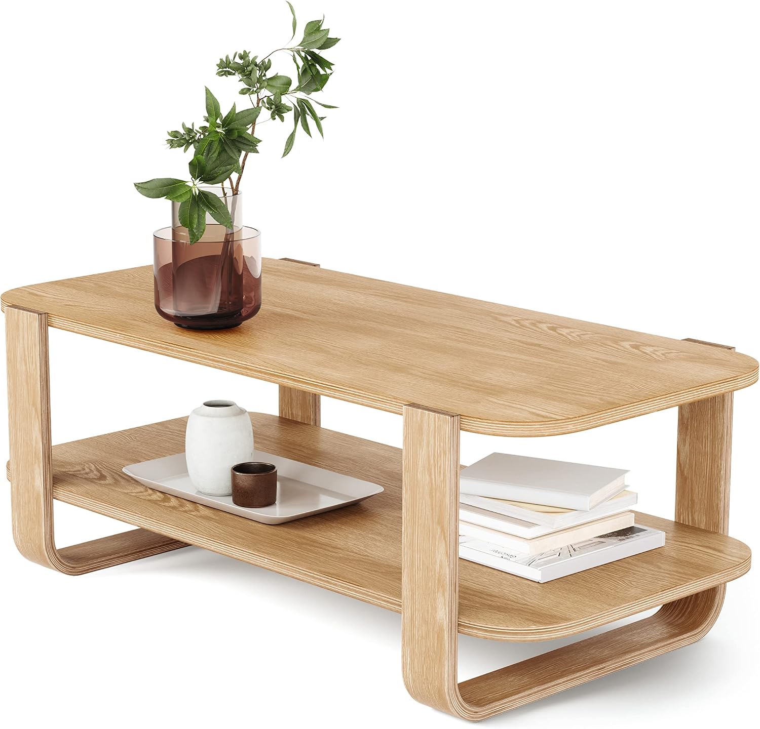 Umbra Bellwood Coffee Table with Storage, Natural Grey