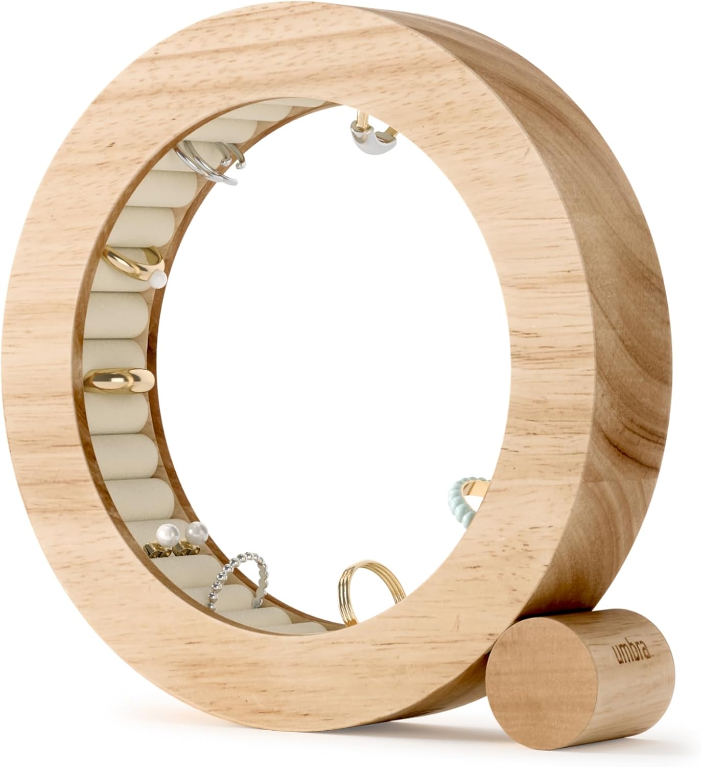 Umbra Ferris Jewelry Organizer, Wood Tray Holds 33 Rings, Natural