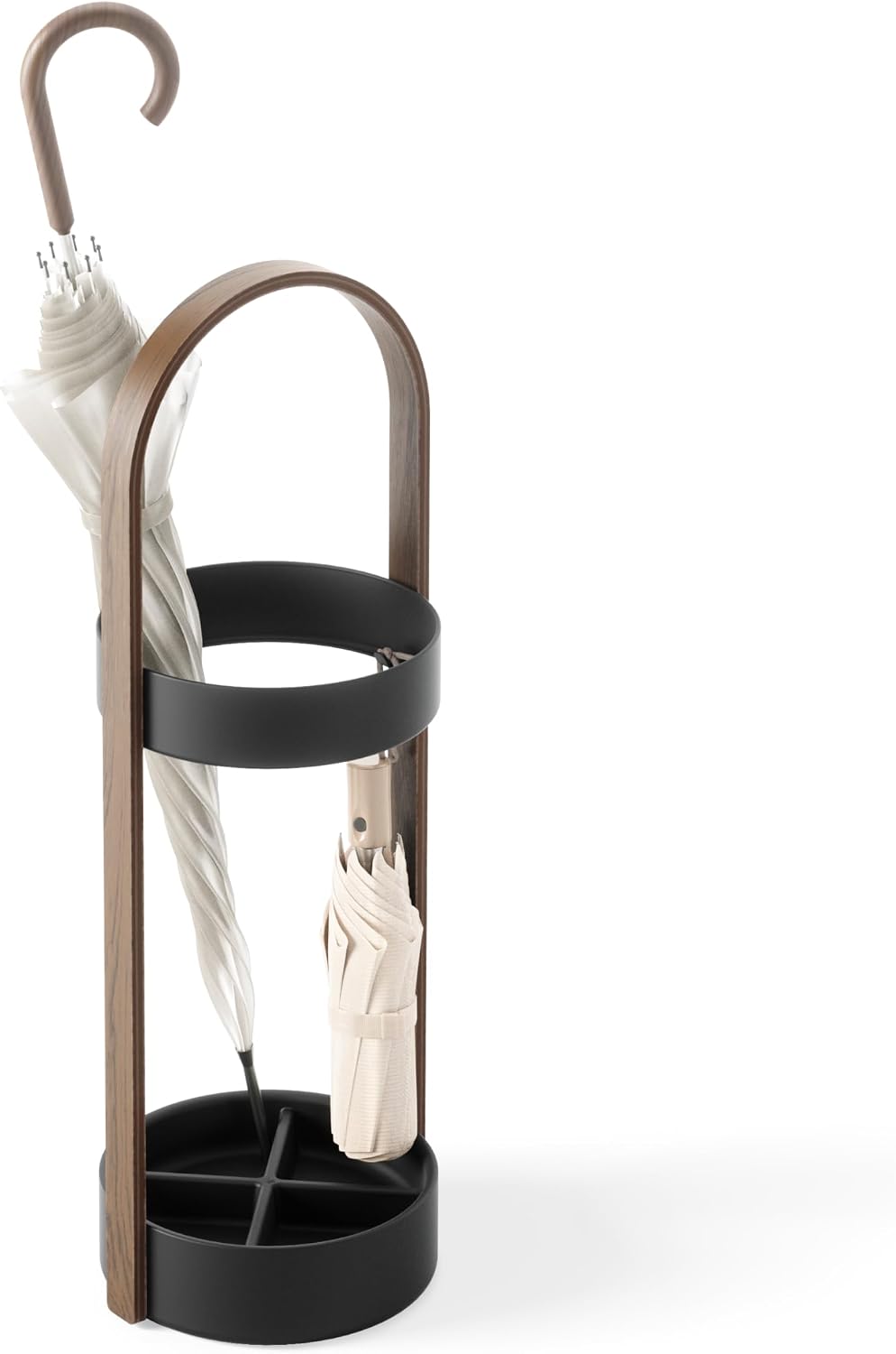Umbra Bellwood Umbrella Stand, Space-Saving Steel, 27-Inch, Black/Walnut