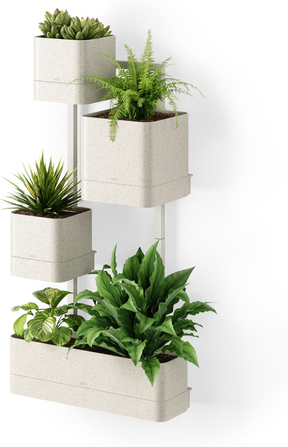 Umbra Cubiko Wall-Mount Planter with Four Adjustable Pots, Sand