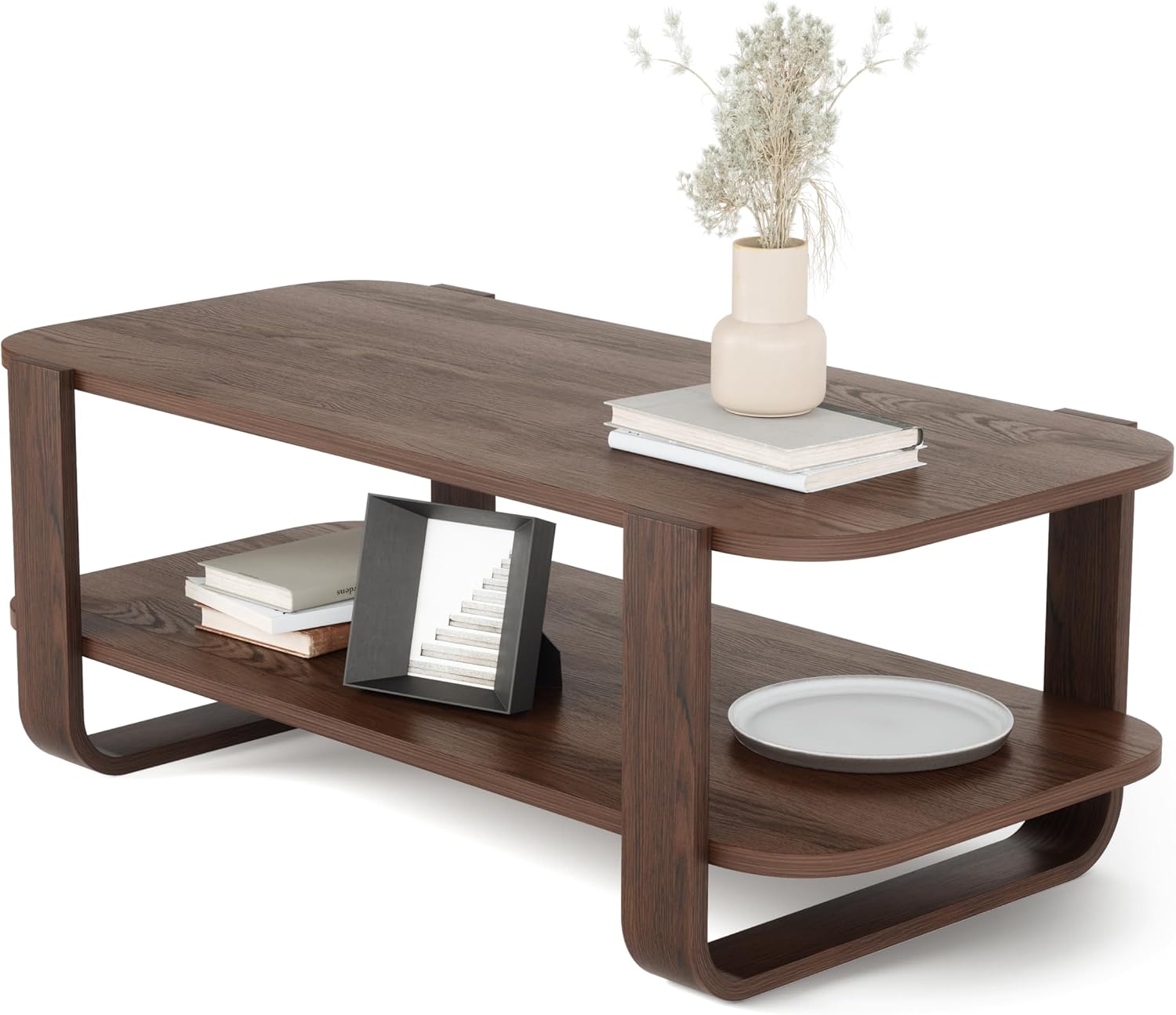 Umbra Bellwood Coffee Table with Storage, Aged Walnut