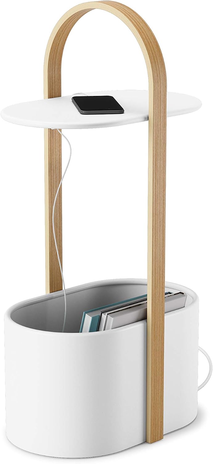 Umbra Bellwood Side Table with Storage and Cable Management, White