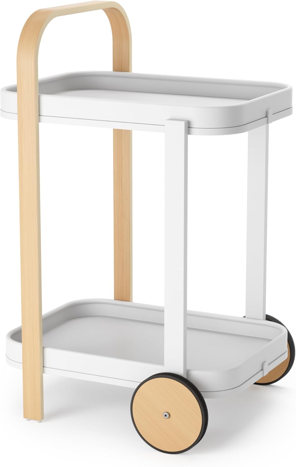 Umbra Bellwood Bar Cart, Rolling 2-Tier Storage Cart, White/Natural