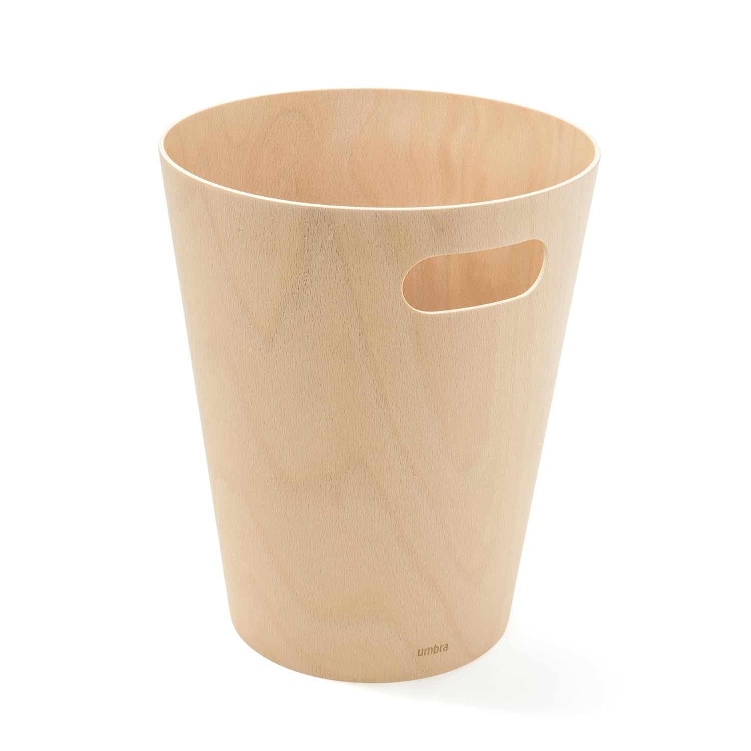 Umbra Woodrow Trash Can, Wooden Wastebasket, 2 Gallon, Natural