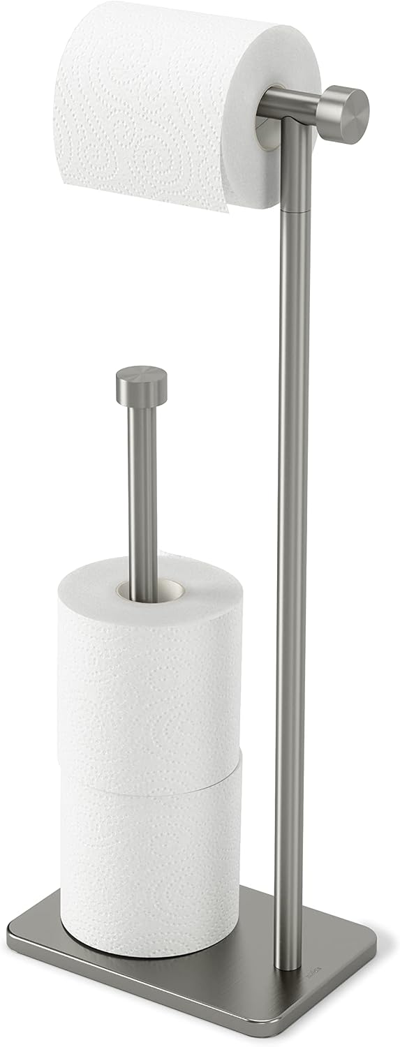 Umbra Cappa Toilet Paper Stand, Freestanding Metal with Reserve, Nickel